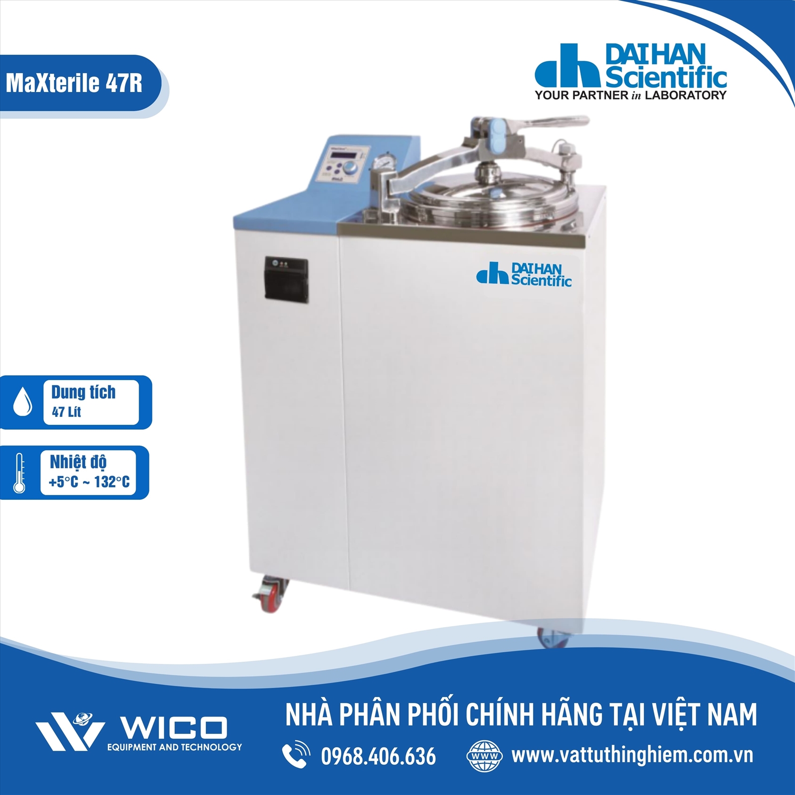 Nồi hấp tiệt trùng 47 lít Daihan MaXteriler 47R có máy in