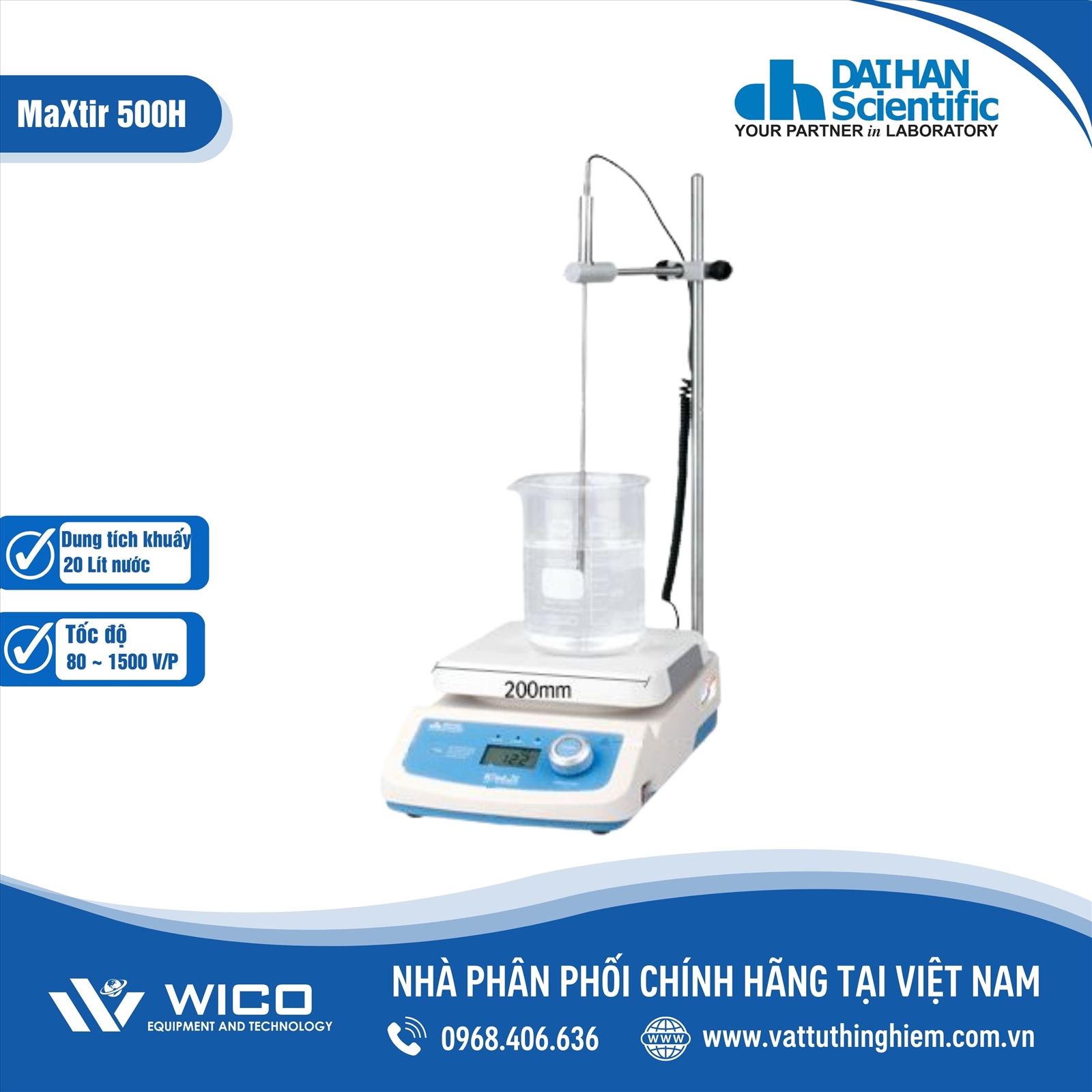 Máy khuấy từ gia nhiệt 500℃ Daihan MAXTIR 500H