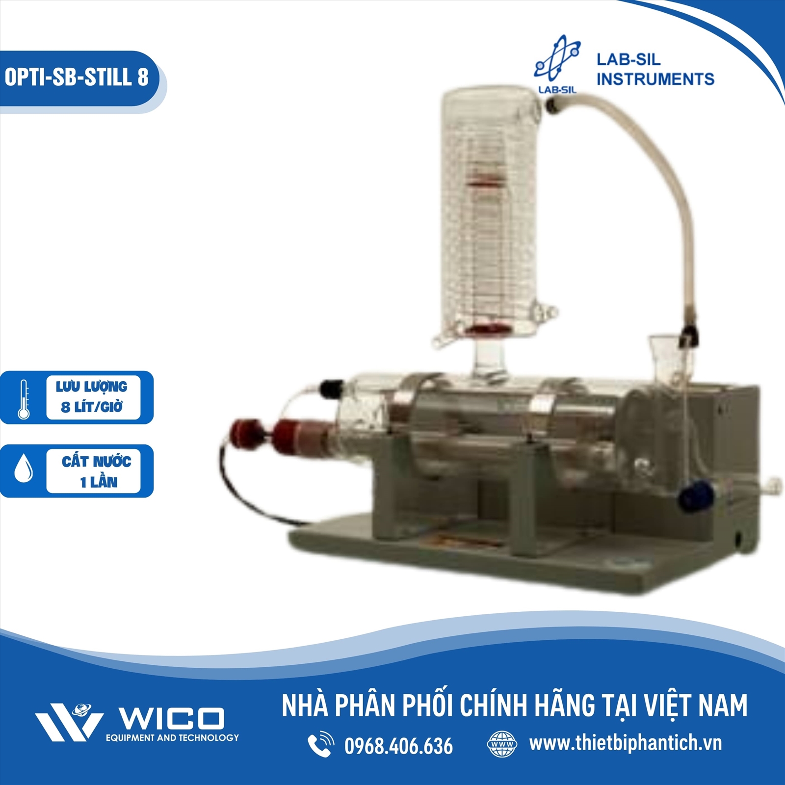 Máy cất nước Labsil 1 lần 8 lít/giờ OPTI-SB-STILL 8 (Ấn Độ)