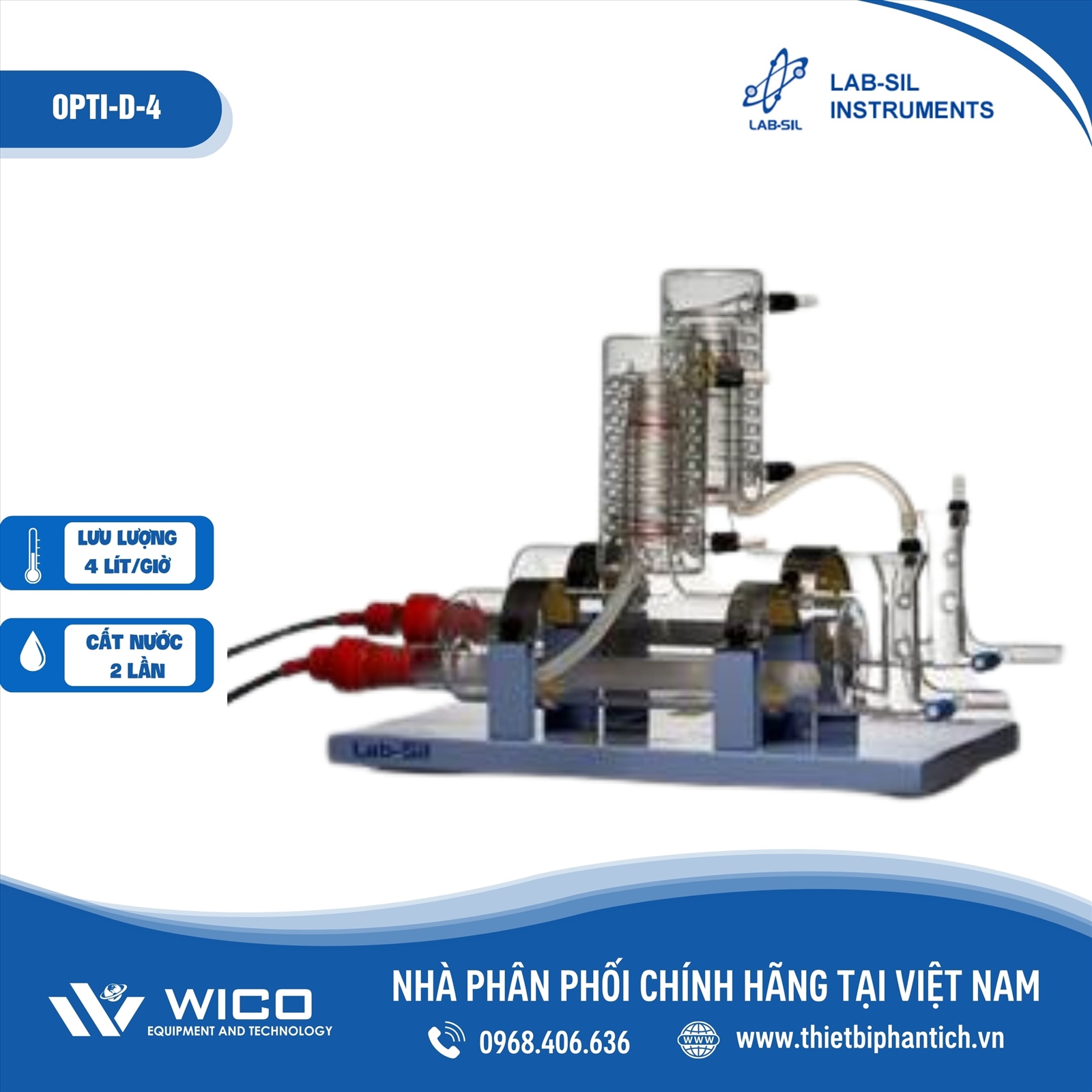 Máy cất nước 2 lần 4 lít/giờ Labsil OPTI-D-4 (Ấn Độ)