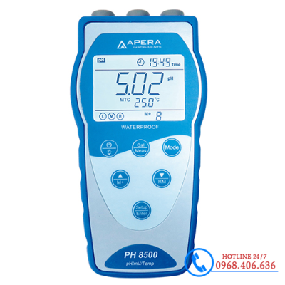 Máy đo pH/độ dẫn/mV/nhiệt độ cầm tay (lưu trữ và truy xuất dữ liệu theo GLP) Apera - Mỹ PH8500