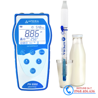 Máy đo pH/mV/nhiệt độ cầm tay trong sữa/ thực phẩm lỏng Apera - Mỹ PH8500-DP