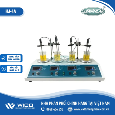 Máy khuấy từ gia nhiệt hiện số (4 vị trí) Zenith Lab HJ-4A