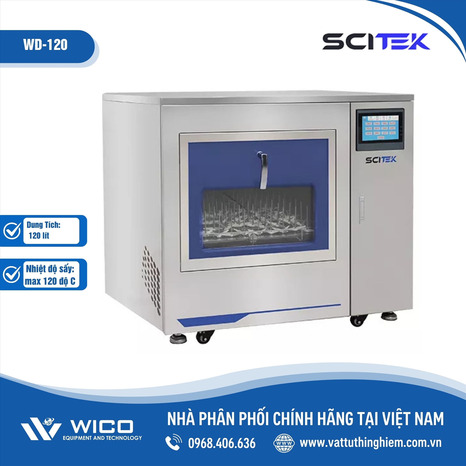 Máy Rửa Ly Thủy Tinh Tự Động 120 Lít Scitek WD-120