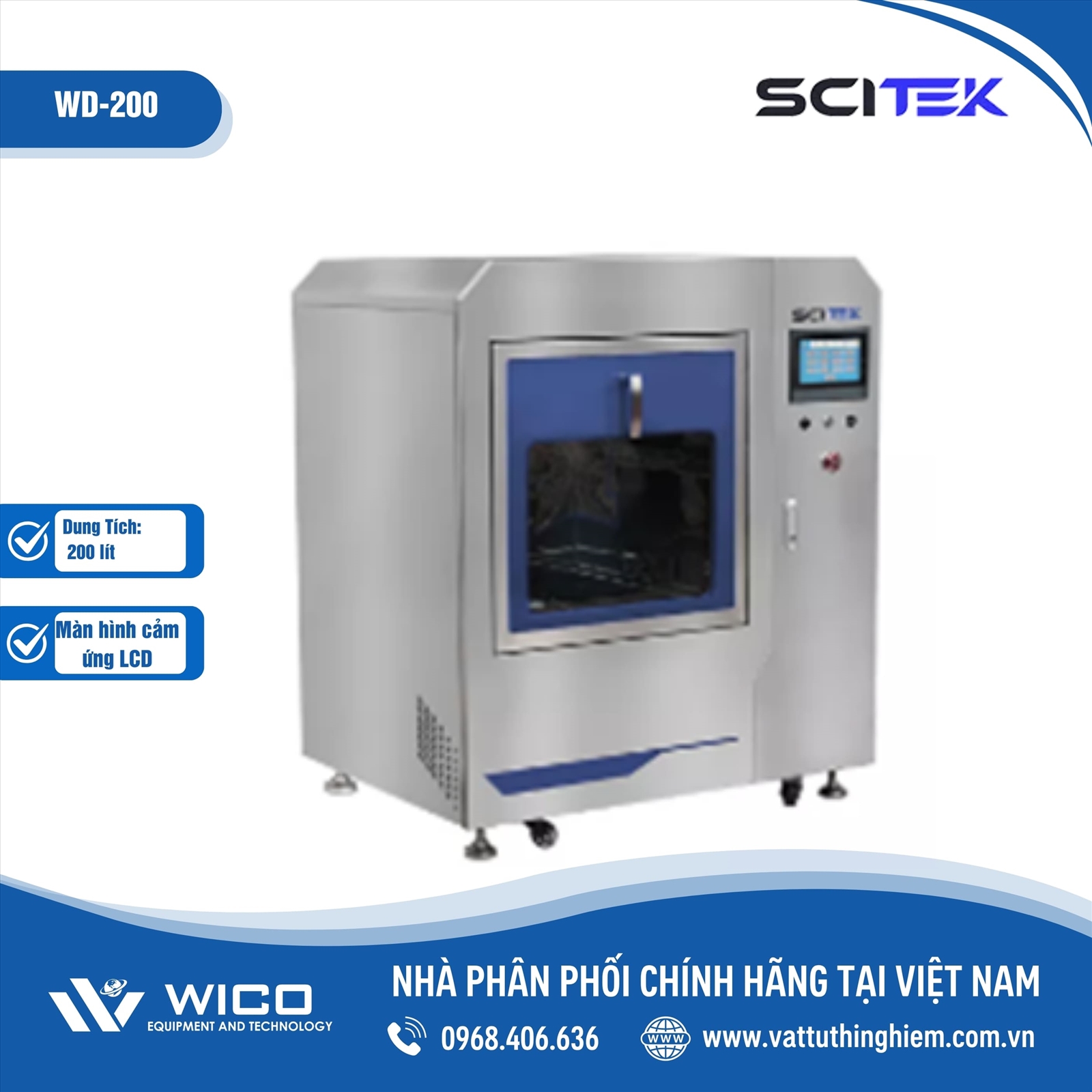 Máy Rửa Ly Thủy Tinh Tự Động 200 Lít Scitek WD-200