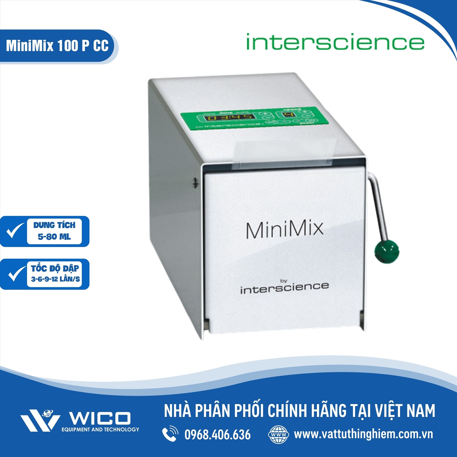 Máy dập mẫu vi sinh Interscience MiniMix 100 P CC | Cửa inox