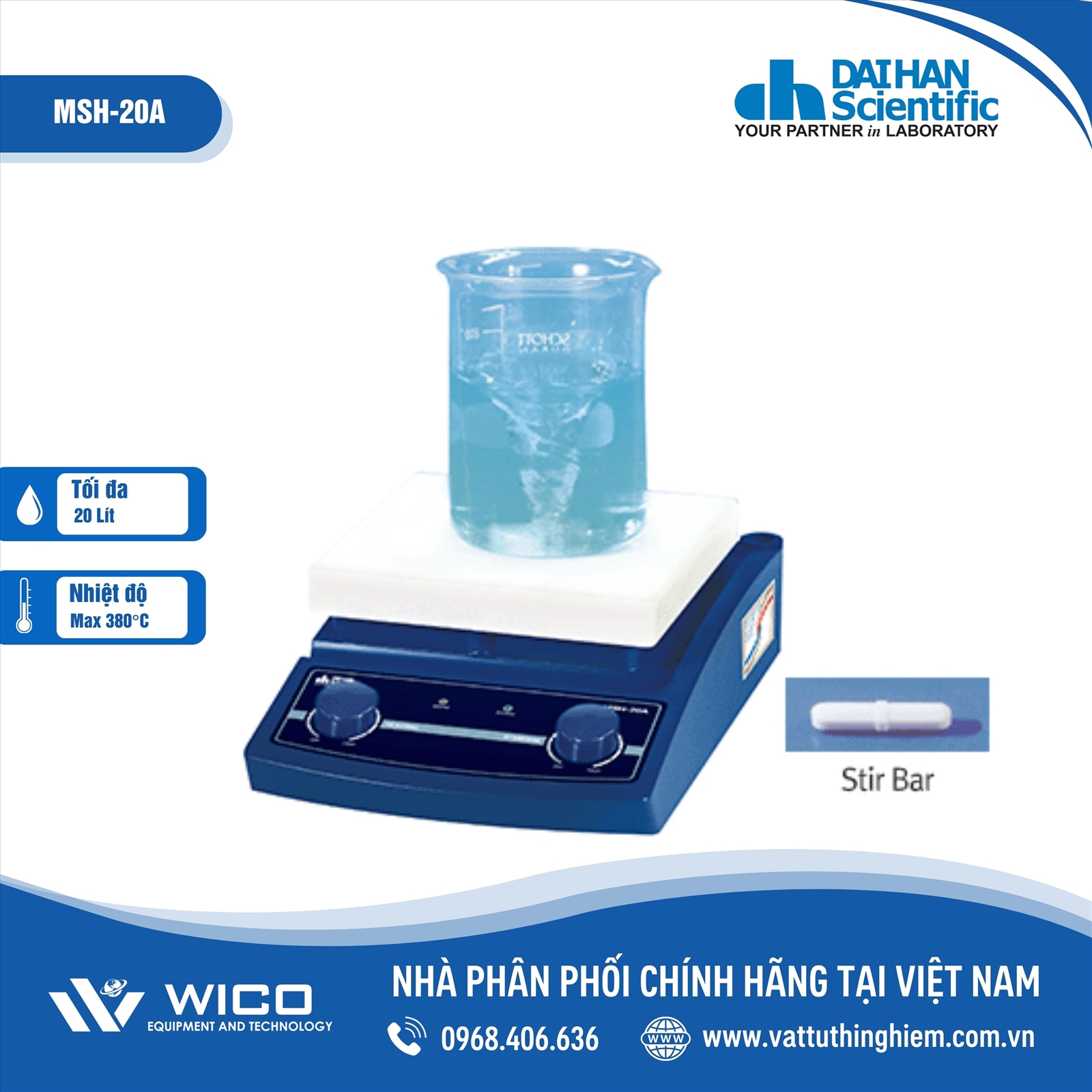 Máy khuấy từ gia nhiệt Daihan MSH-20A