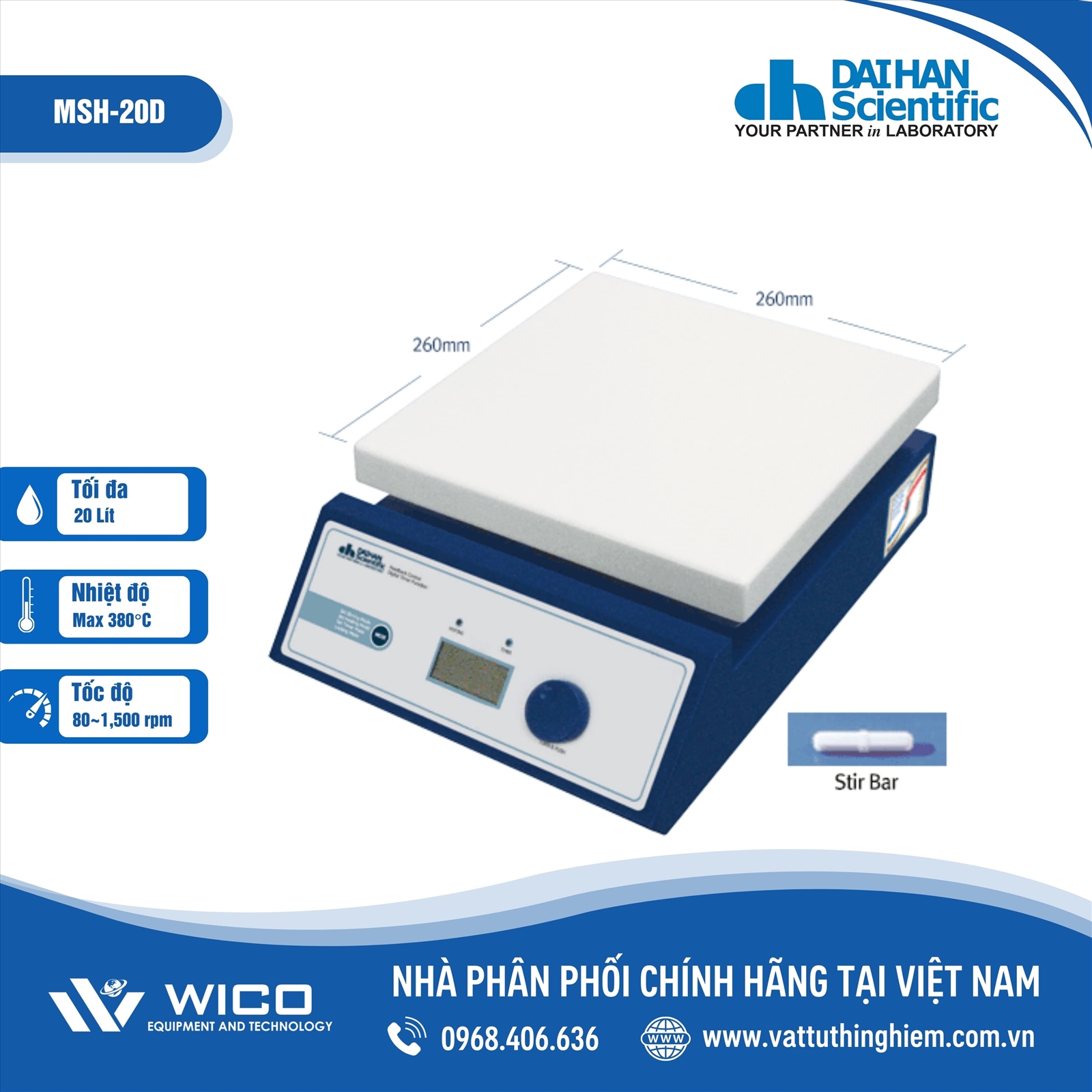 Máy khuấy từ gia nhiệt Daihan MSH-20D