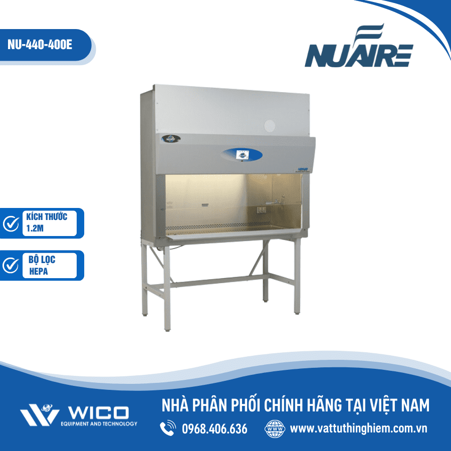 Tủ an toàn sinh học cấp 2 Type A2 kích thước 1.2m của Nuaire NU-440-400E