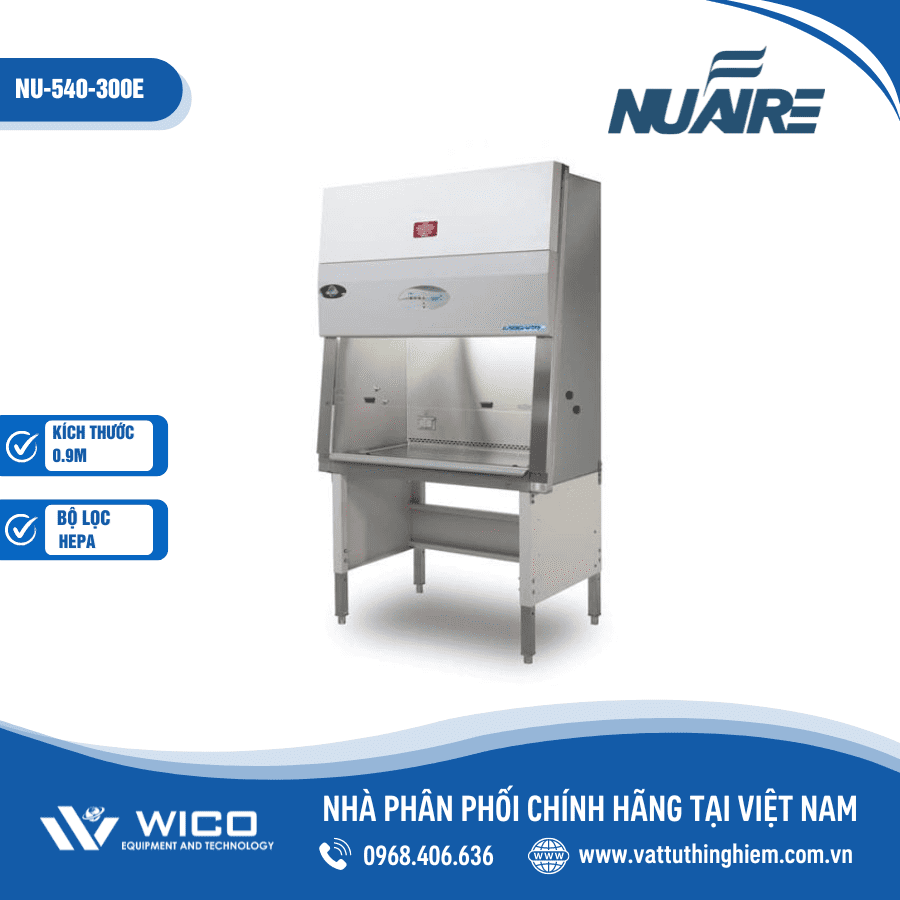 Tủ an toàn sinh học cấp 2 Type A2 kích thước 0.9m Nuaire NU-540-300E