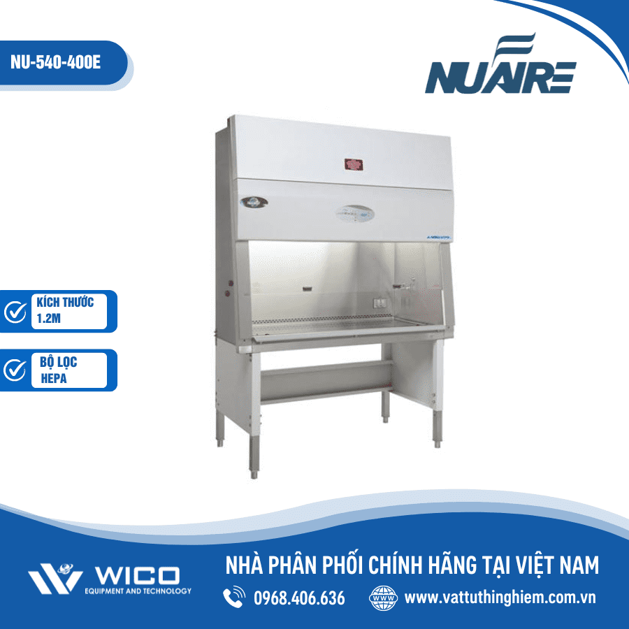 Tủ an toàn sinh học cấp 2 Type A2 kích thước 1.2m Nuaire NU-540-400E