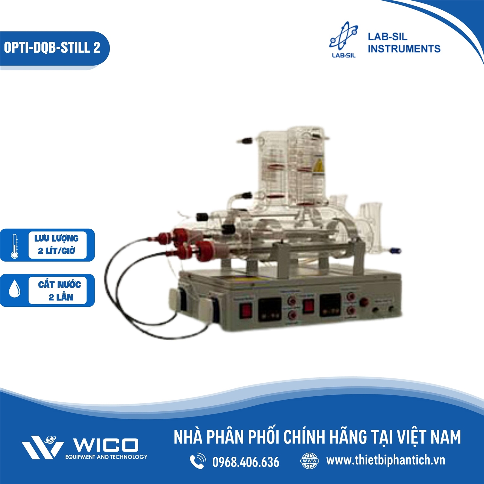 Máy cất nước Labsil 2 lần 2 lít/giờ OPTI-DQB-STILL 2 (Ấn Độ)
