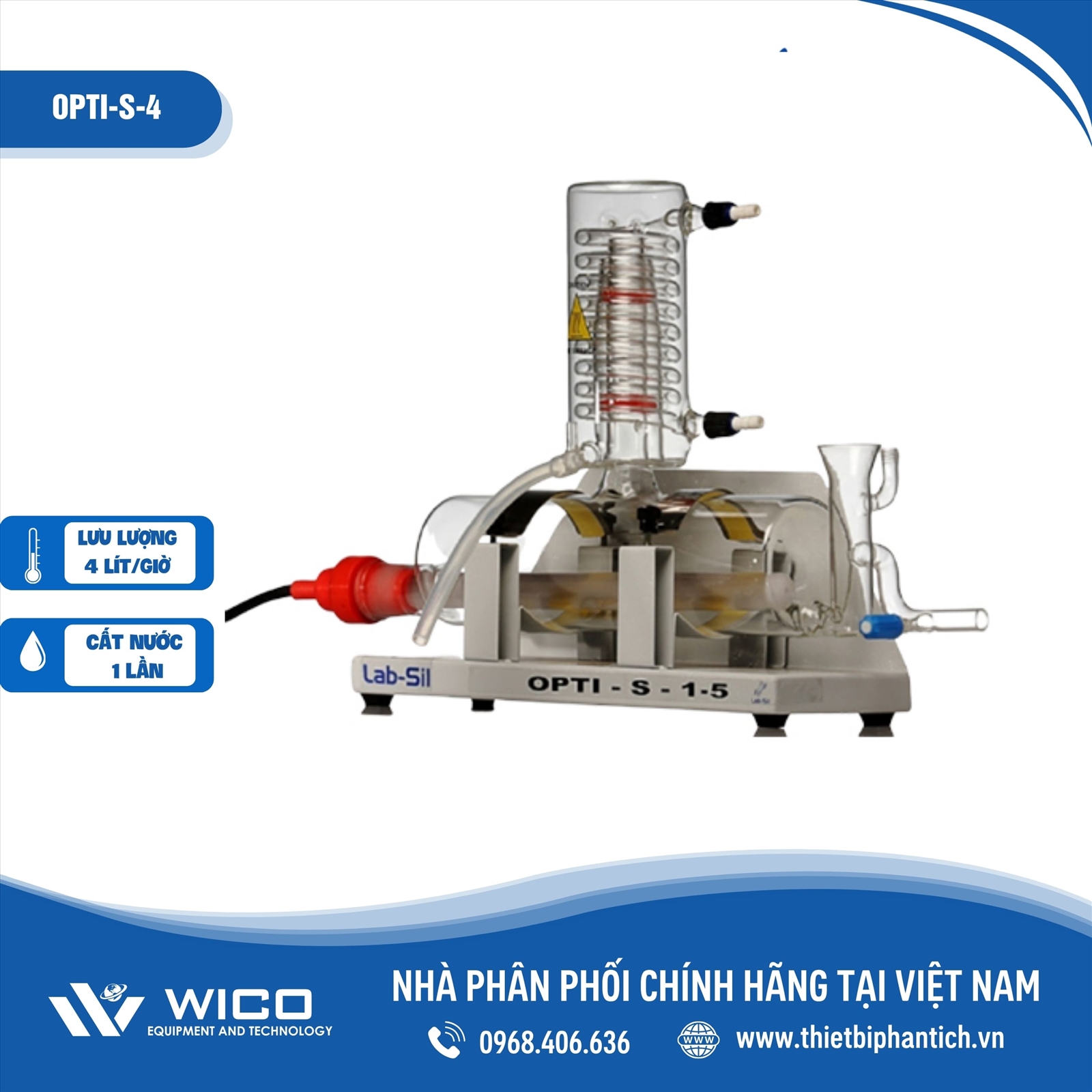 Máy cất nước Labsil 1 lần 4 lít/giờ OPTI-S-4 (Ấn Độ)