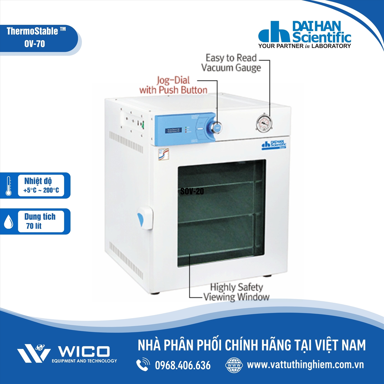 TỦ SẤY CHÂN KHÔNG DAIHAN 70 LÍT DAIHAN ThermoStable OV-70