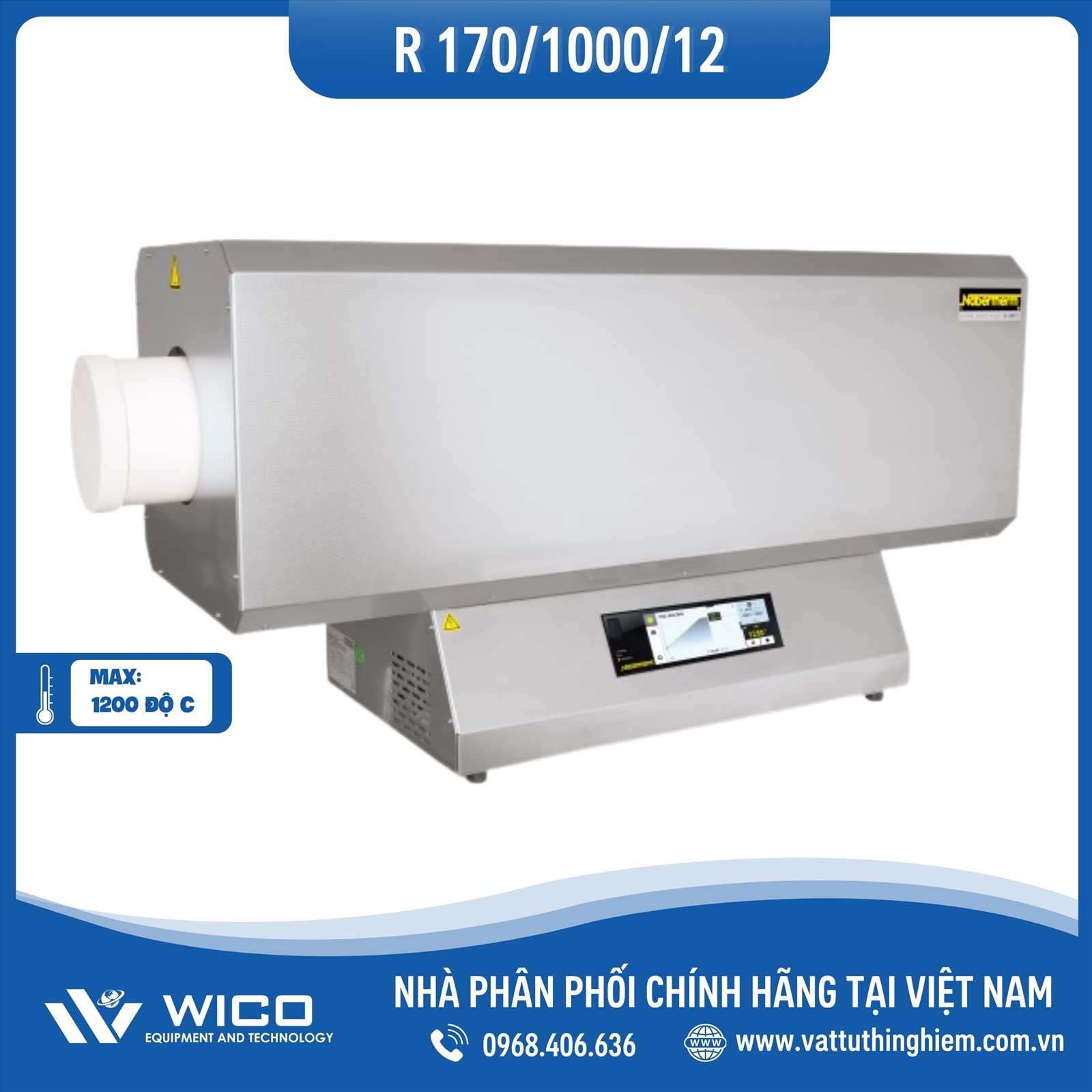 Lò Nung Ống 1200 Độ C Nabertherm - Đức R 170/1000/12/B510 | Phi 170mm - Dài 1000mm