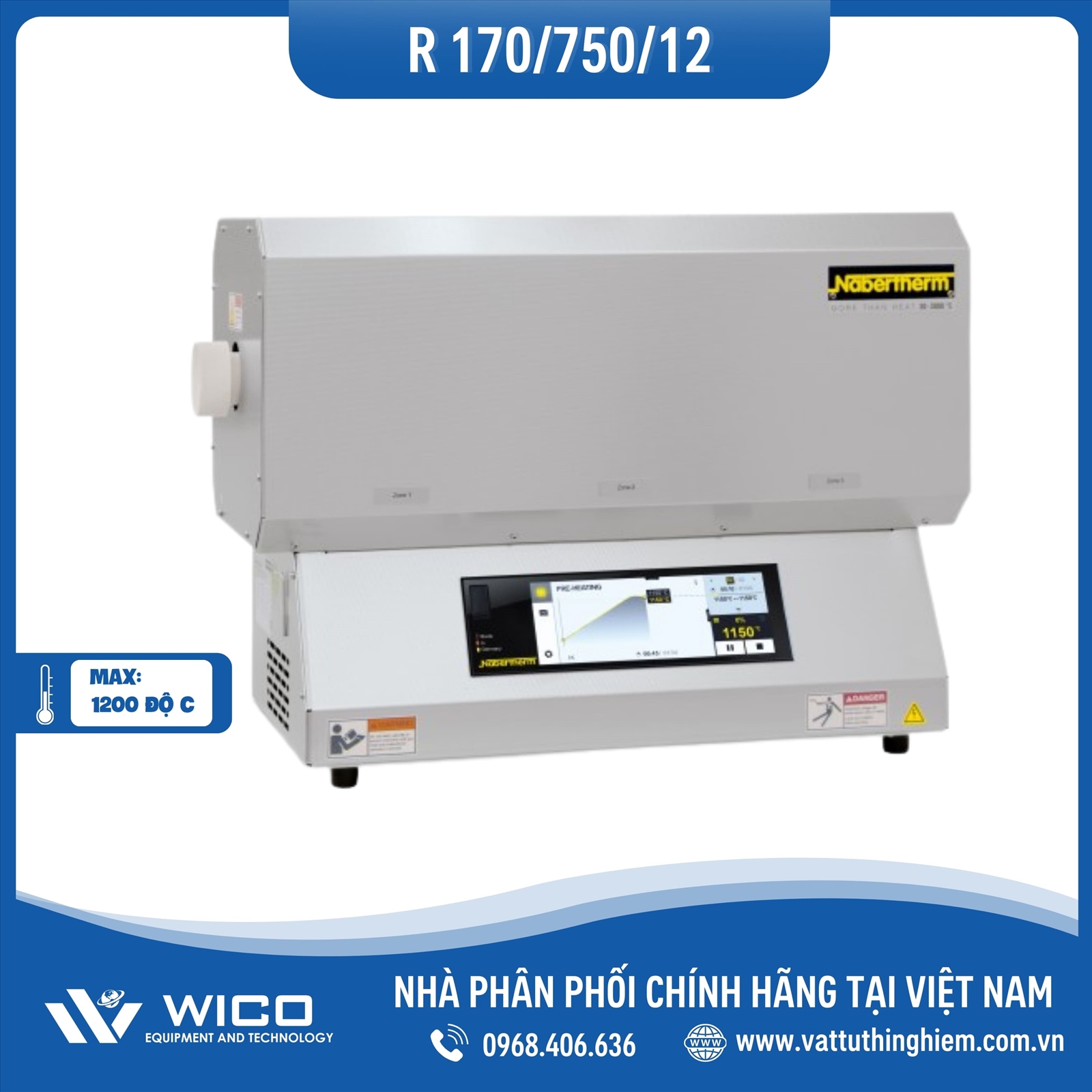 Lò Nung Ống 1200 Độ C Nabertherm - Đức R 170/750/12/B510 | Phi 50mm - Dài 750mm