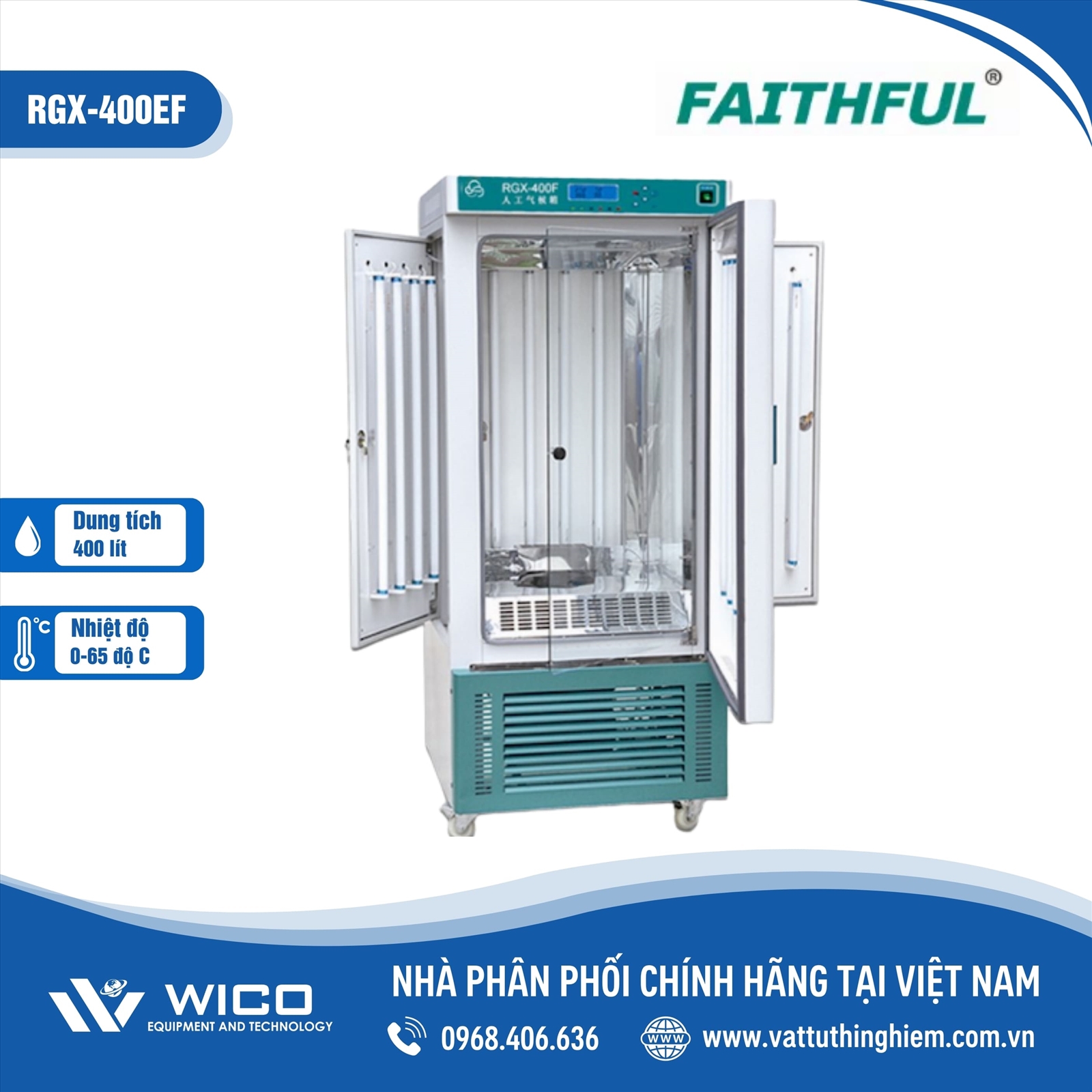 Tủ vi khí hậu chiếu sáng 4 mặt 400 lít Trung Quốc RGX400EF (Faithful)