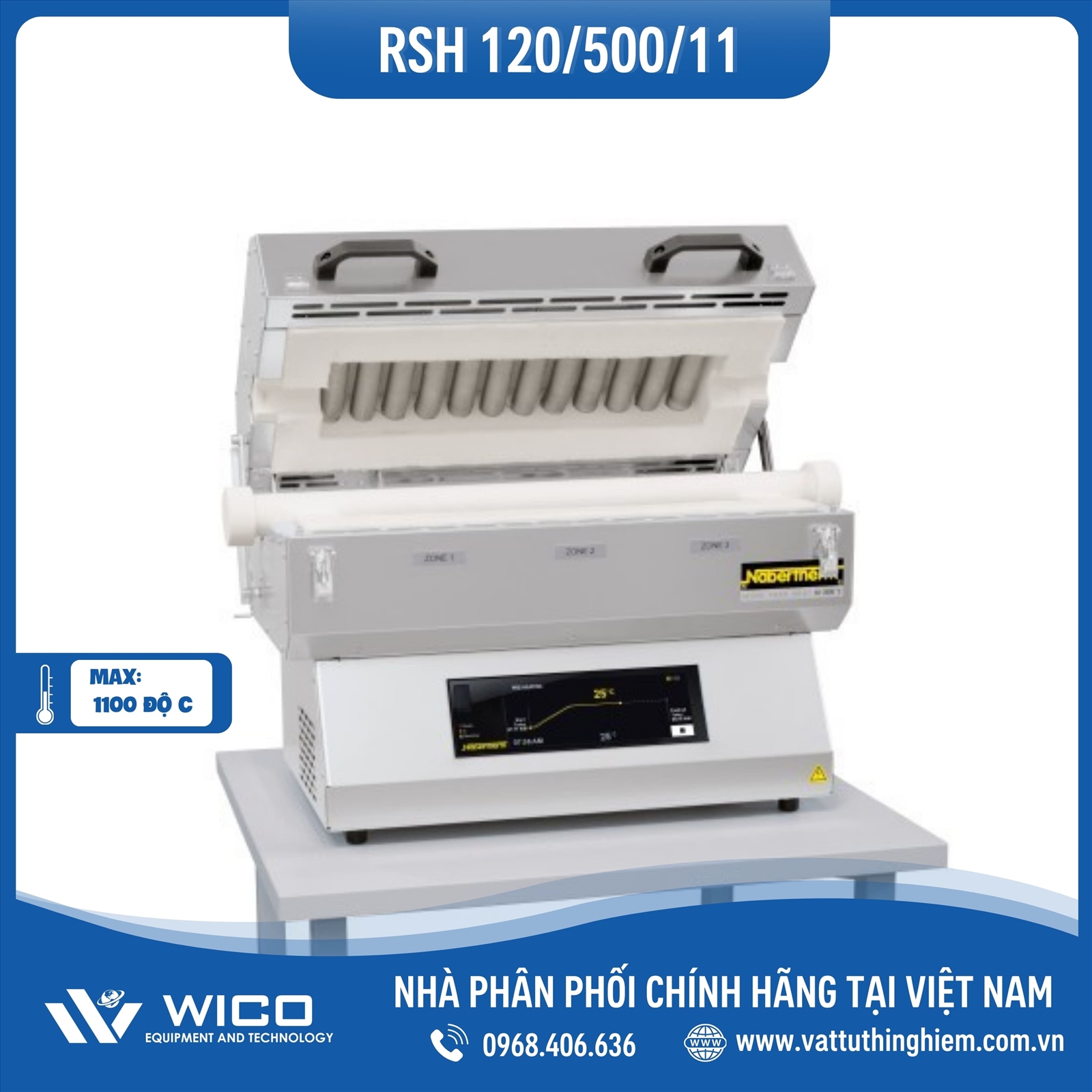 Lò Nung Ống Ngang 1100 Độ C Nabertherm - Đức RSH 120/500/11/11/B510 | Phi 120mm - Dài 500mm