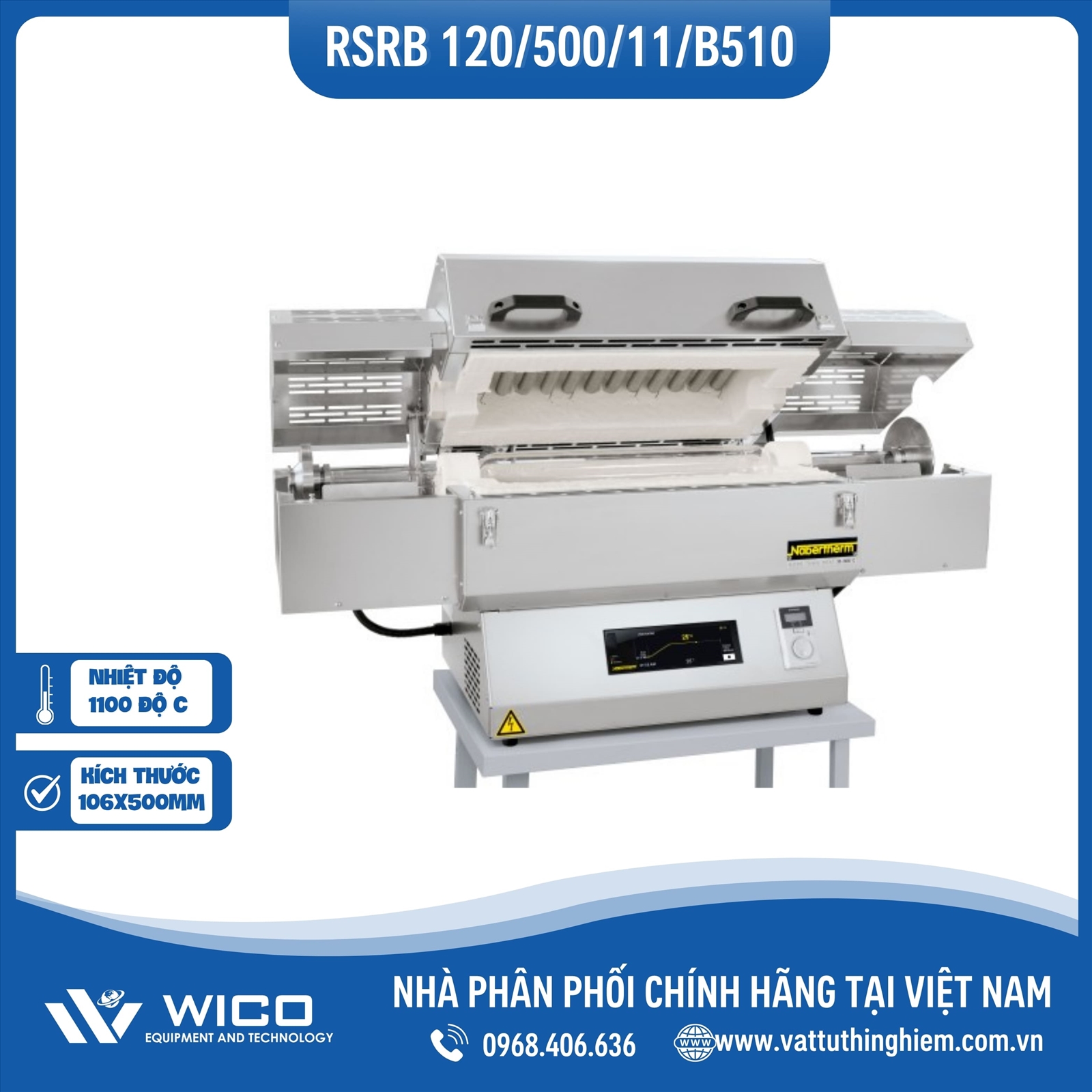 Lò Nung Ống Quay Nabertherm RSRB 120/500/11/B510| 1100 Độ - Phi 106x500mm