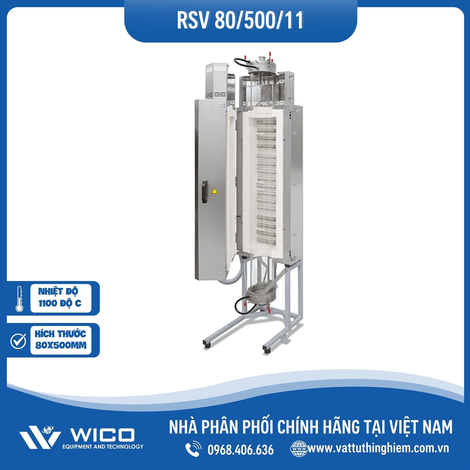 Lò Nung Ống Đứng 1100 Độ C Nabertherm - Đức RSV 80/500/11/B510 | Phi 80mm - Dài 500mm