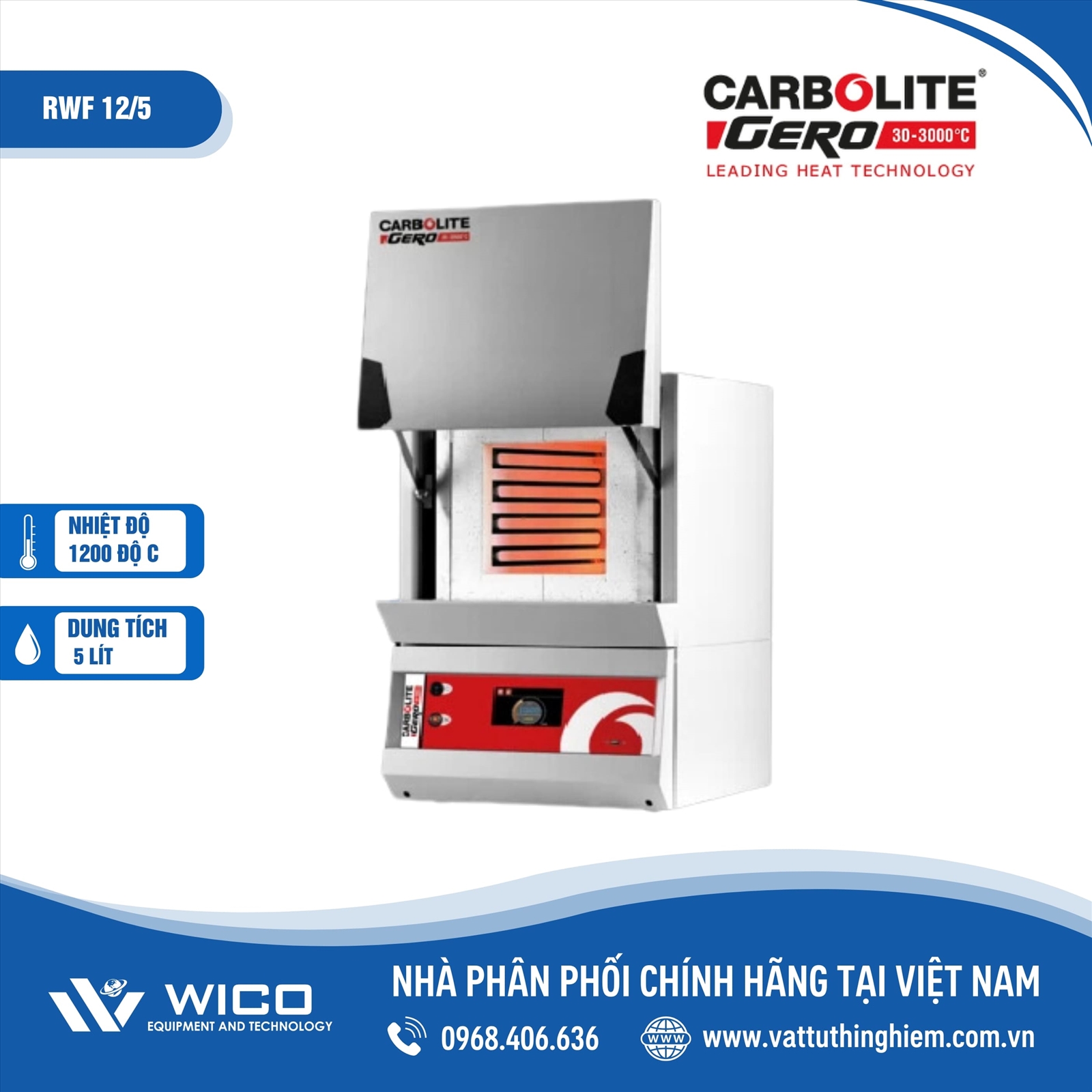 LÒ NUNG NHANH CARBOLITE 1200 ĐỘ 5 LÍT RWF 12/5
