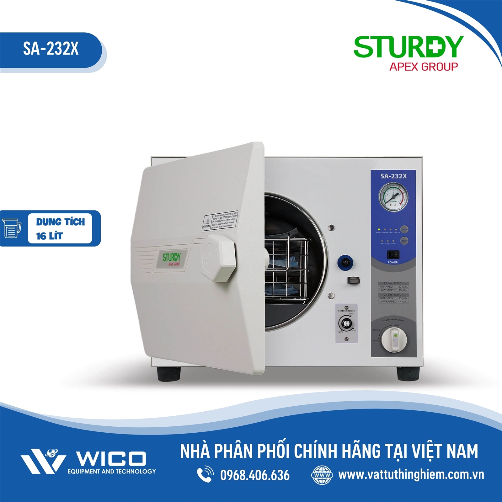 Nồi hấp tiệt trùng Sturdy SA-232X (16 lít)