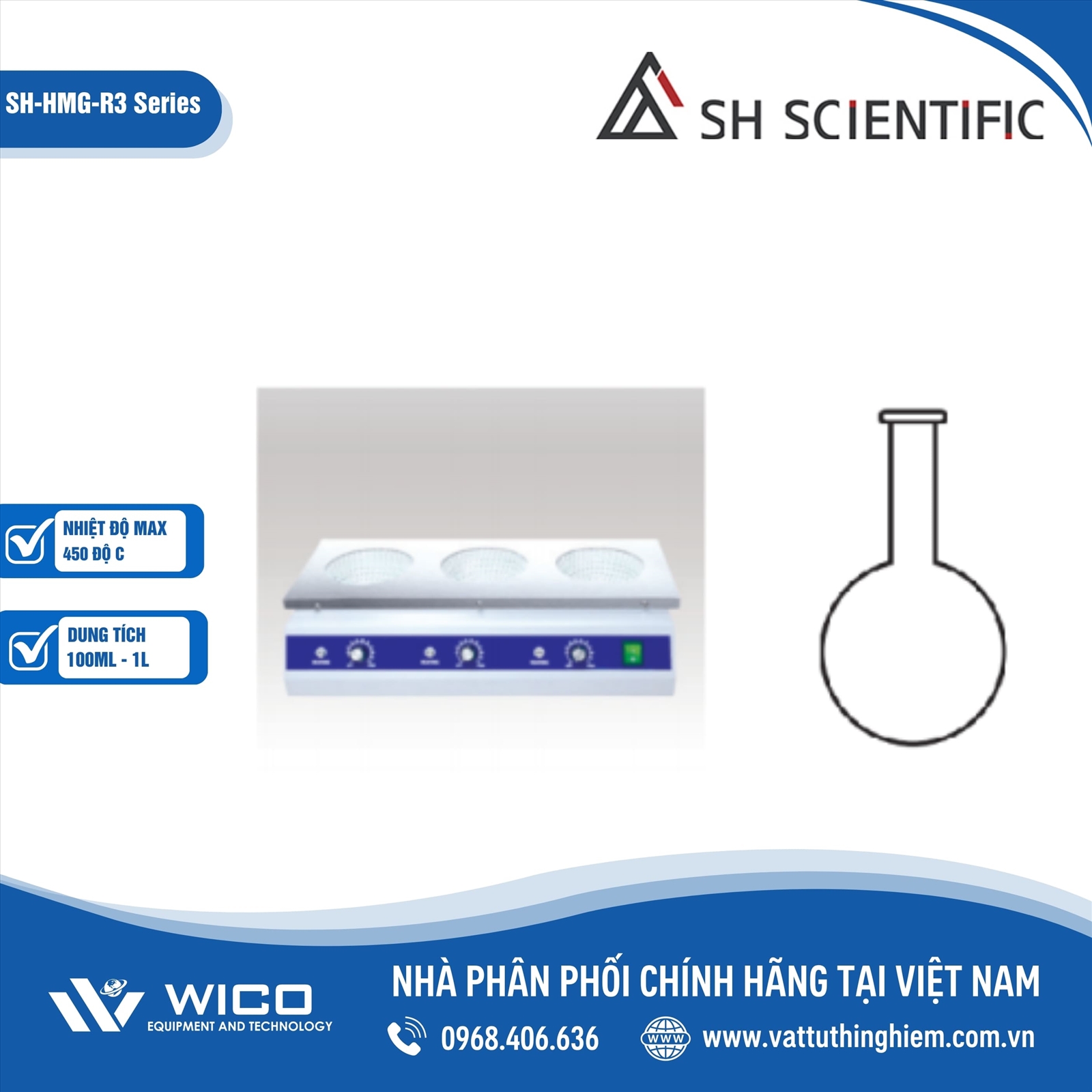 Bếp đun bình cầu 3 vị trí SH Scientific SH-HMG-R3 Series