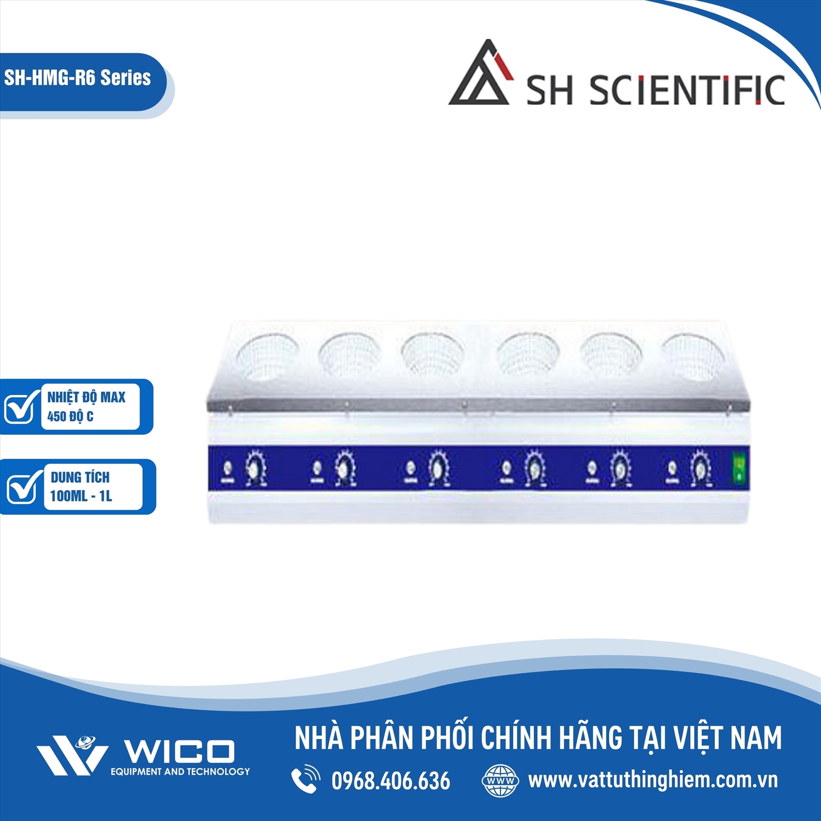 Bếp đun bình cầu 6 vị trí SH Scientific SH-HMG-R6 Series