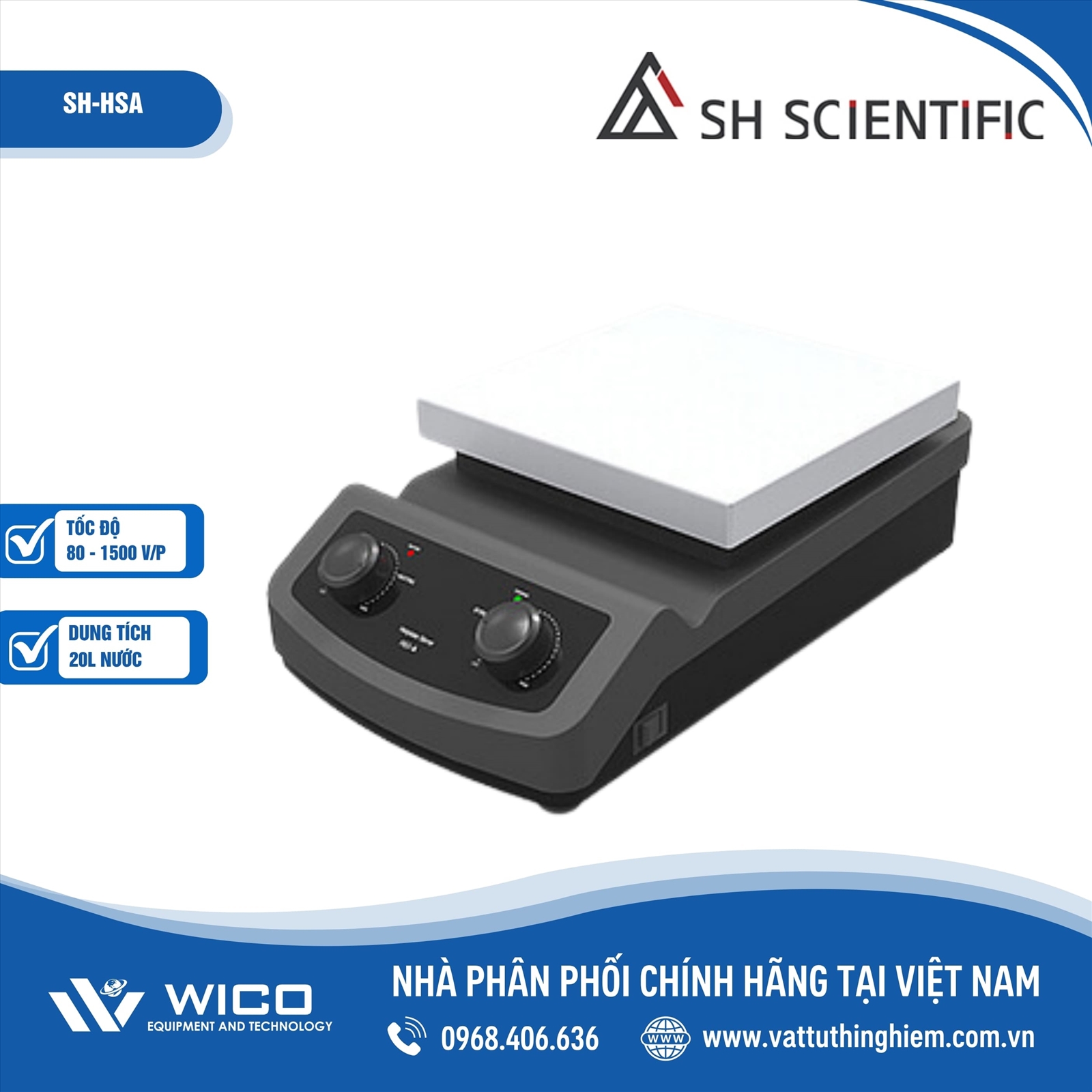 Máy khuấy từ gia nhiệt 20 lít hiện số SH Scientific SH-HSA