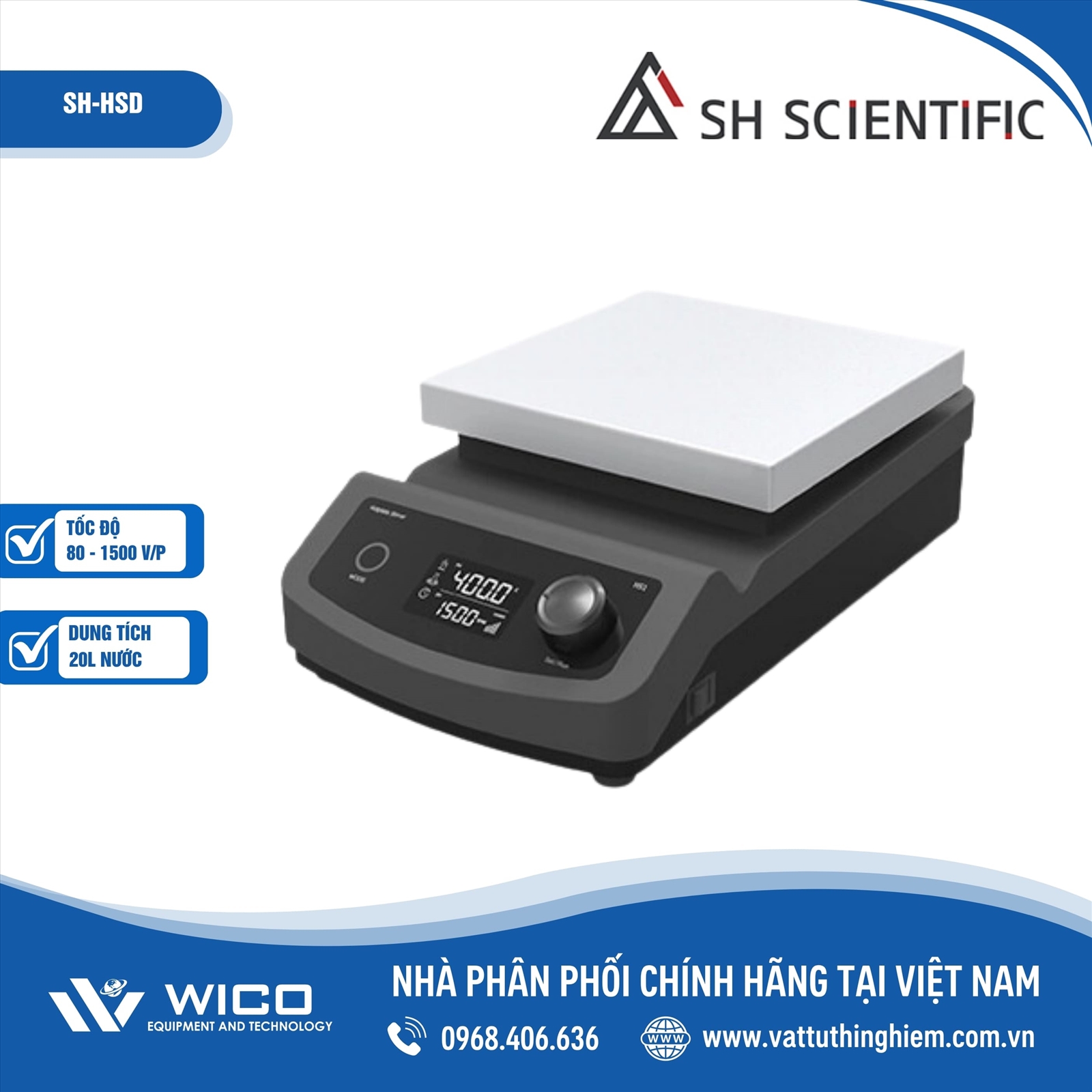 Máy khuấy từ gia nhiệt 20 lít hiện số SH Scientific SH-HSD