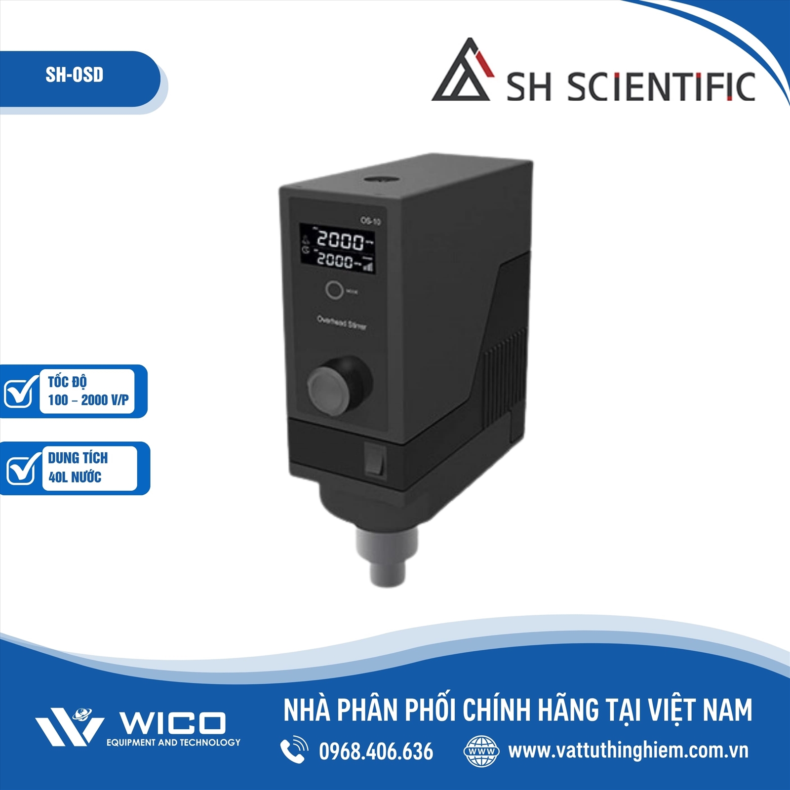Máy khuấy đũa 40 lít hiện số SH Scientific SH-OSD