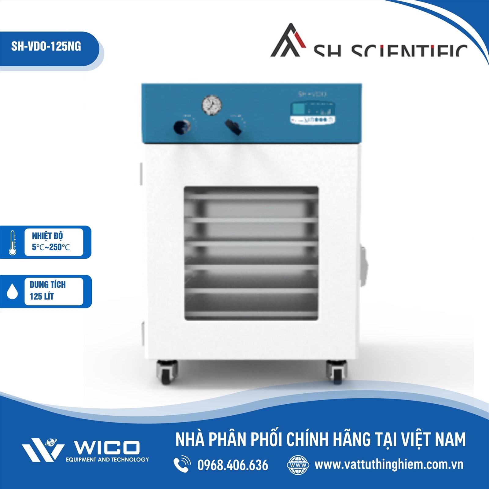 Tủ sấy chân không 250 độ 125 lít SH Scientific SH-VDO-125NG