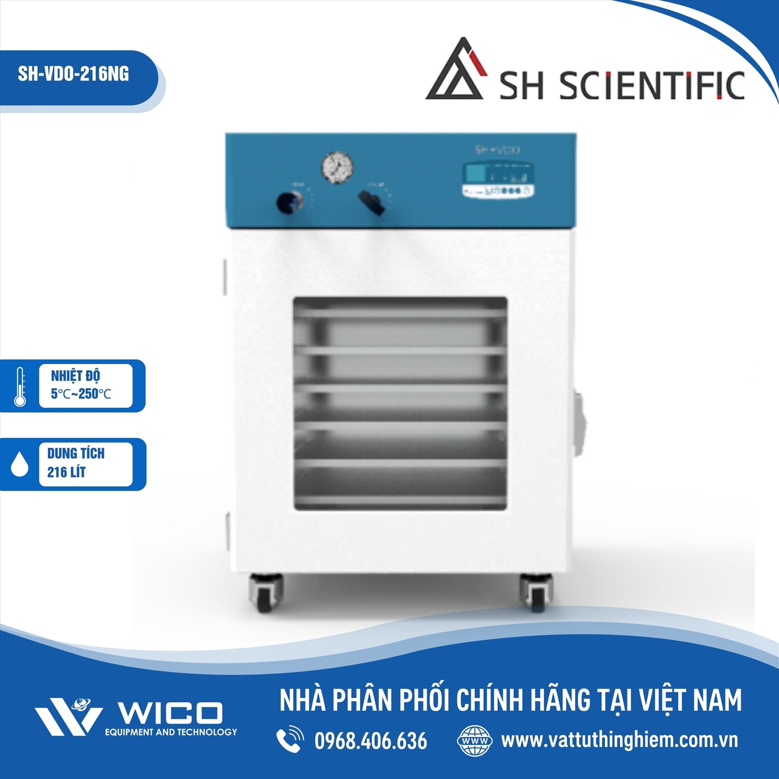 Tủ sấy chân không 250 độ 216 lít SH Scientific SH-VDO-216NG
