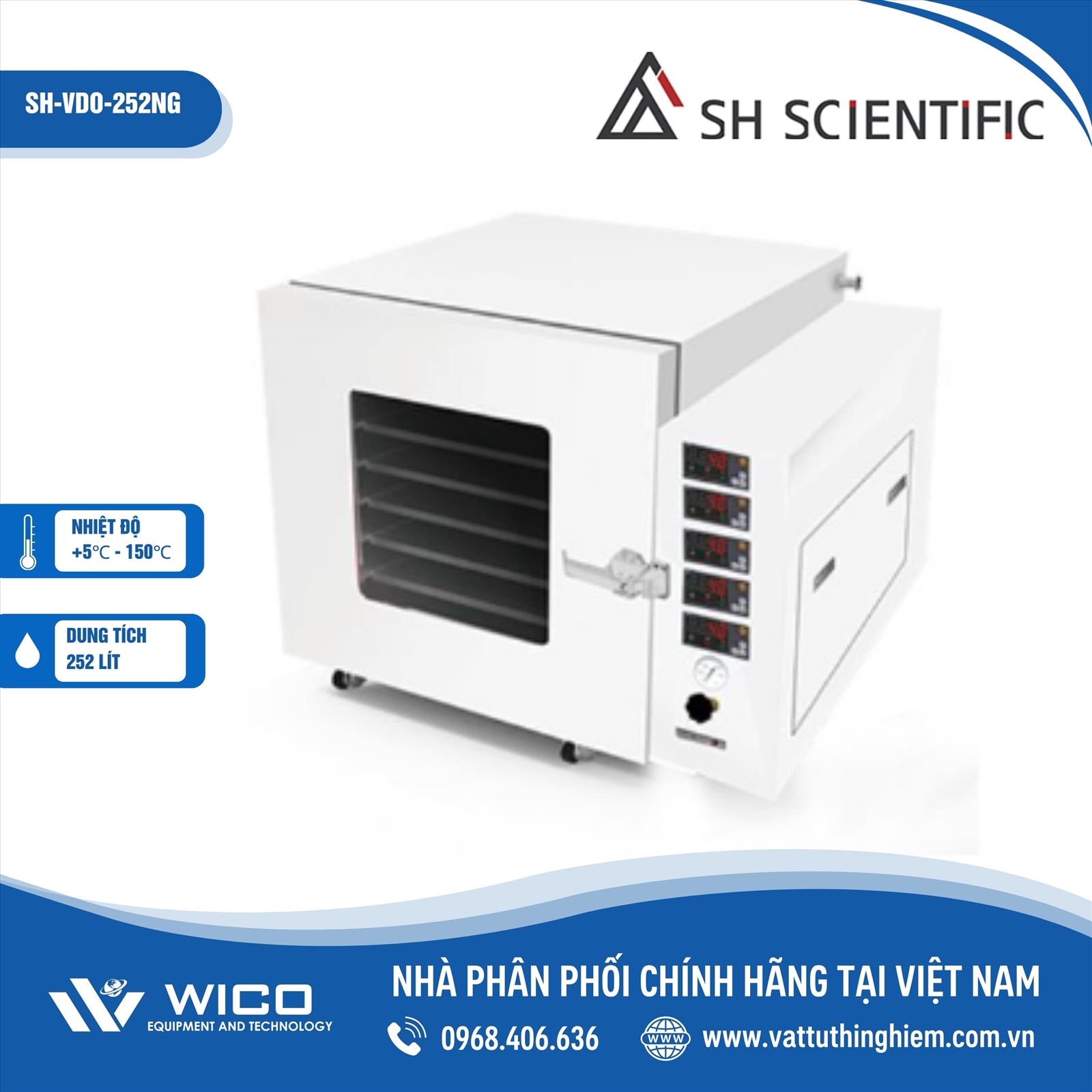 Tủ sấy chân không 150 độ 252 lít SH Scientific SH-VDO-252NG