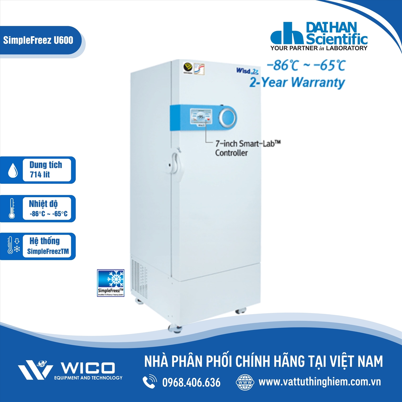 TỦ LẠNH ÂM SÂU -86℃ LOẠI ĐỨNG DAIHAN SimpleFreez U600