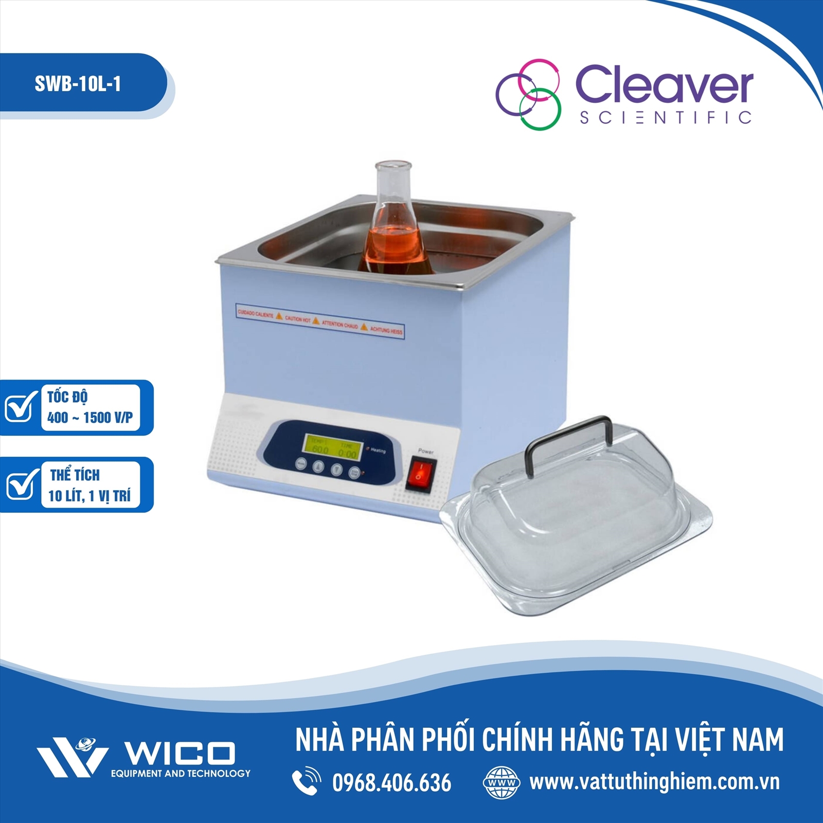 Bể điều nhiệt 10 lít có khuấy từ Cleaver Scientific SWB-10L-1