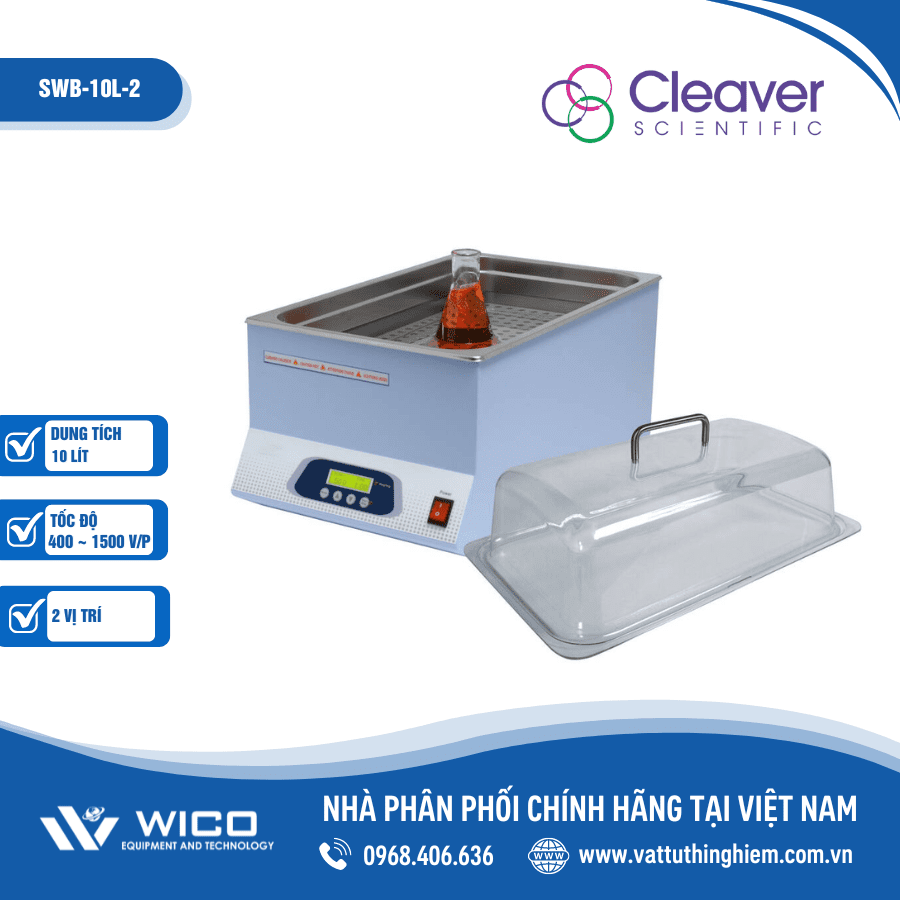 Bể điều nhiệt 10 lít có khuấy từ 2 vị trí Cleaver Scientific SWB-10L-2