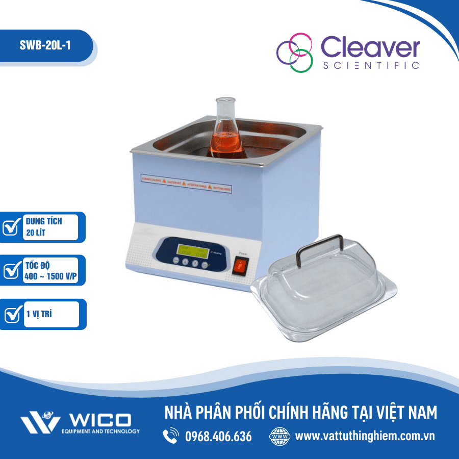 Bể điều nhiệt 20 lít có khuấy từ 1 vị trí Cleaver Scientific SWB-20L-1