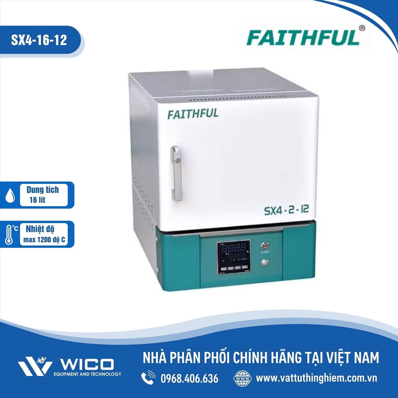 Lò nung thí nghiệm Trung Quốc 16 lít 1200 độ C SX4-16-12 (Faithful)