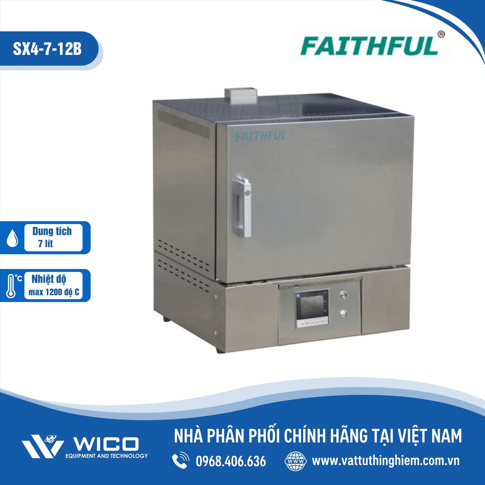 Lò nung thí nghiệm Trung Quốc 7 lít 1200 độ C SX4-7-12PB (Faithful)
