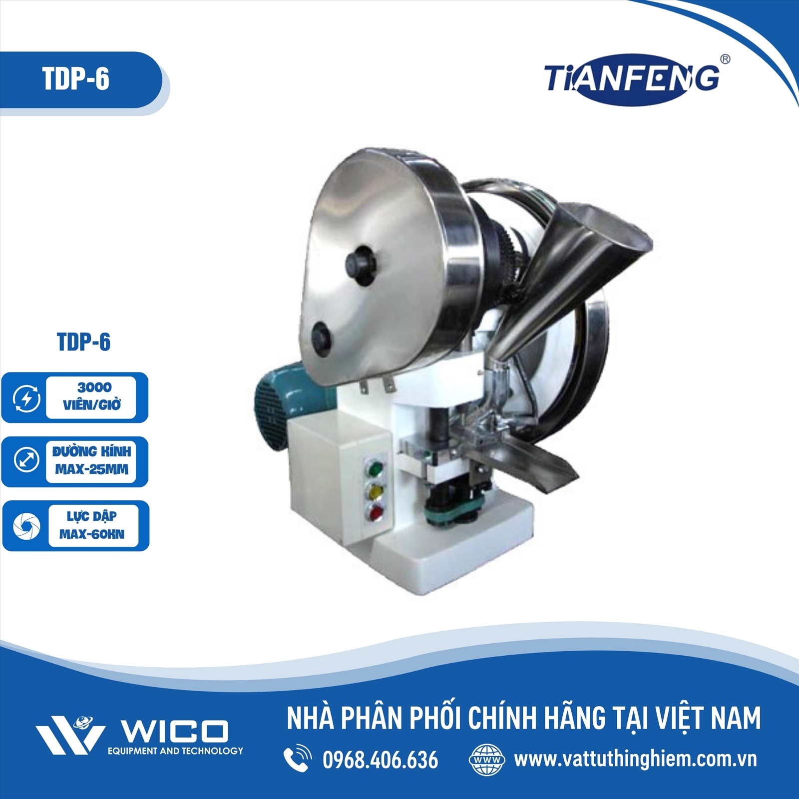 Máy Dập Viên 1 Chày Trung Quốc Tianhe TDP-6