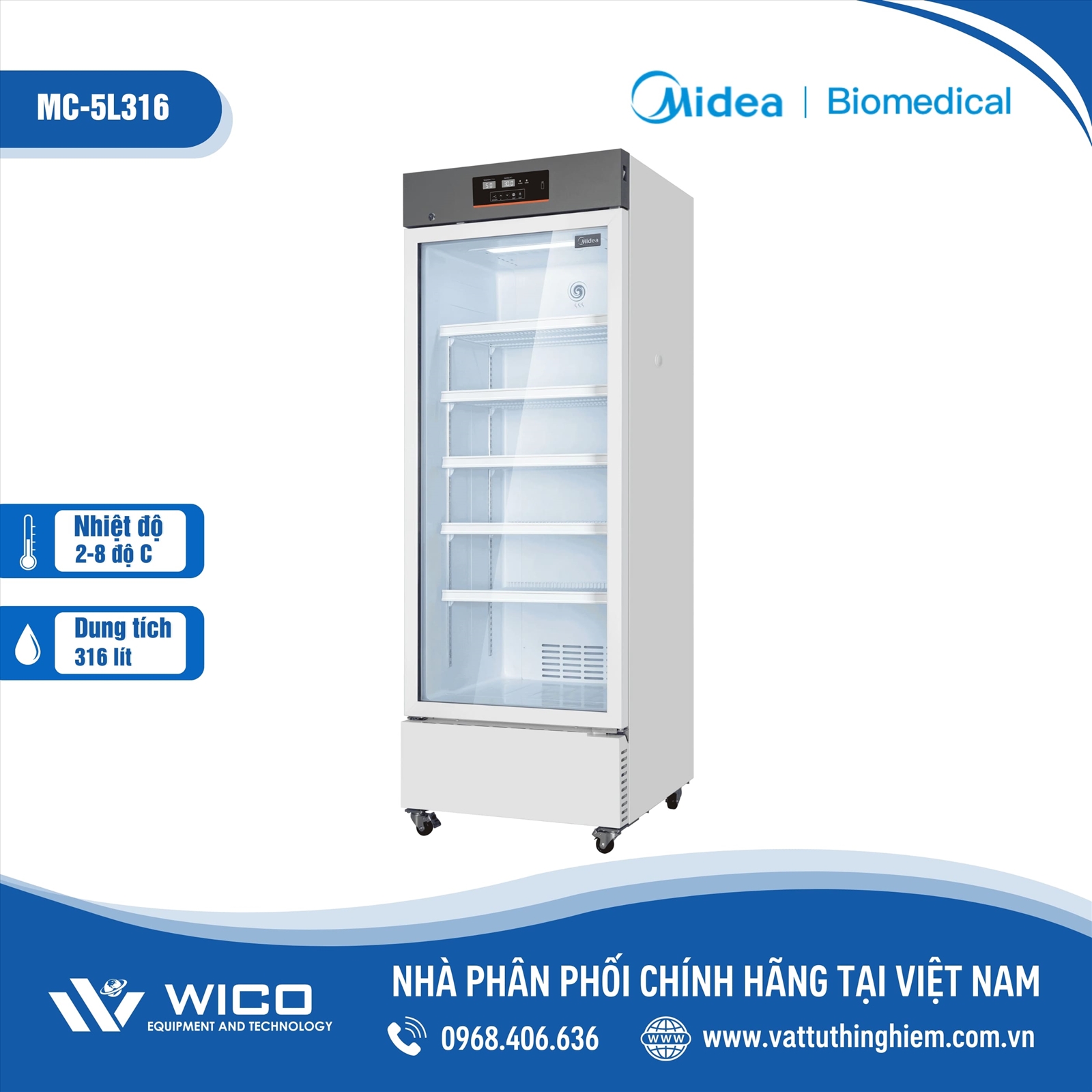 Tủ bảo quản 2-8 độ C Midea MC-5L316