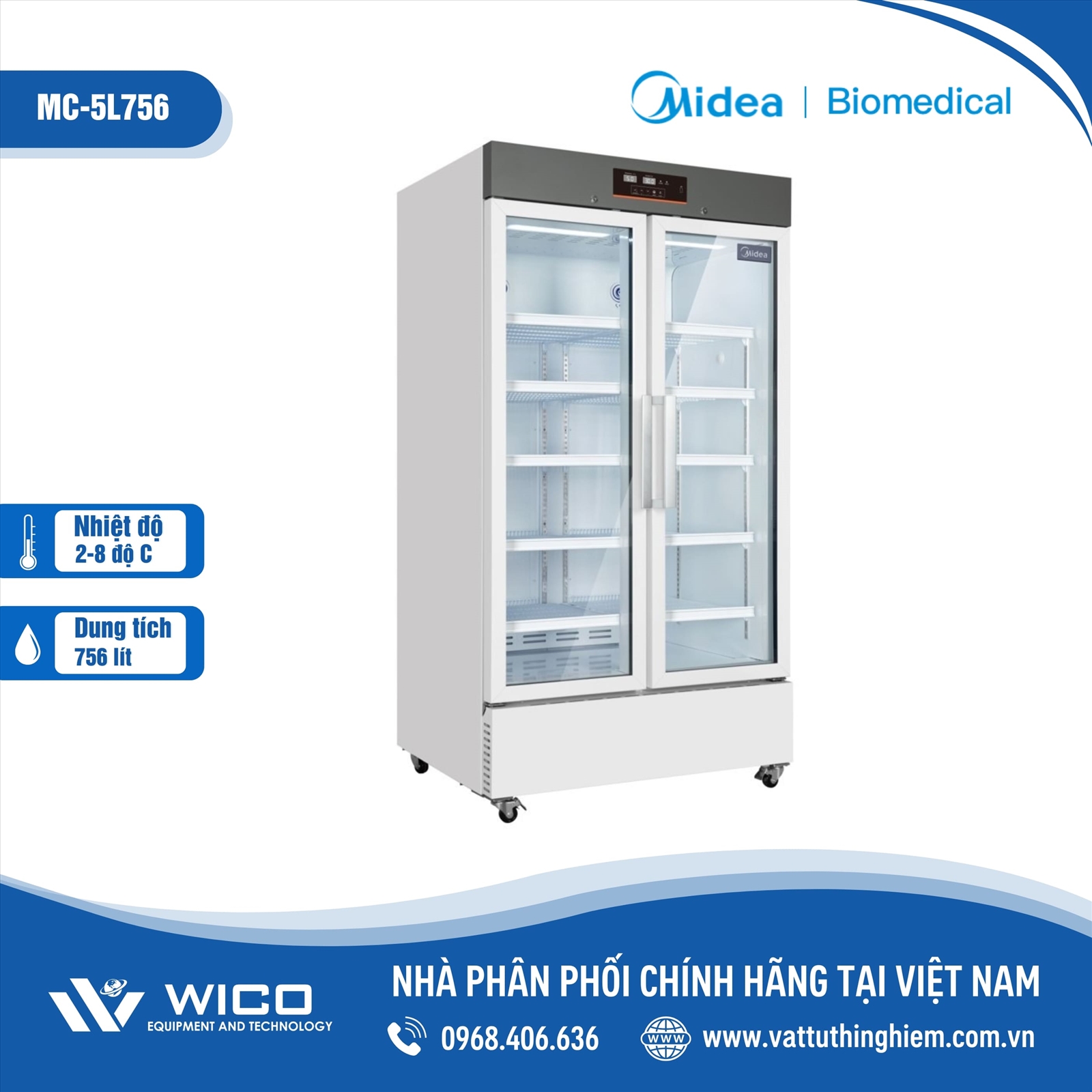 Tủ bảo quản 2-8 độ C Midea MC-5L756