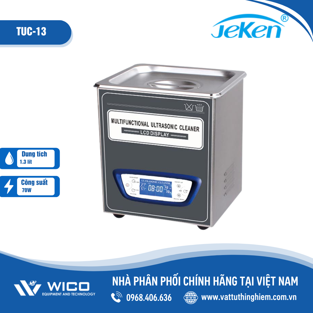 Bể rửa siêu âm đa năng màn hình LCD Jeken TUC-13 (1.3 lít)