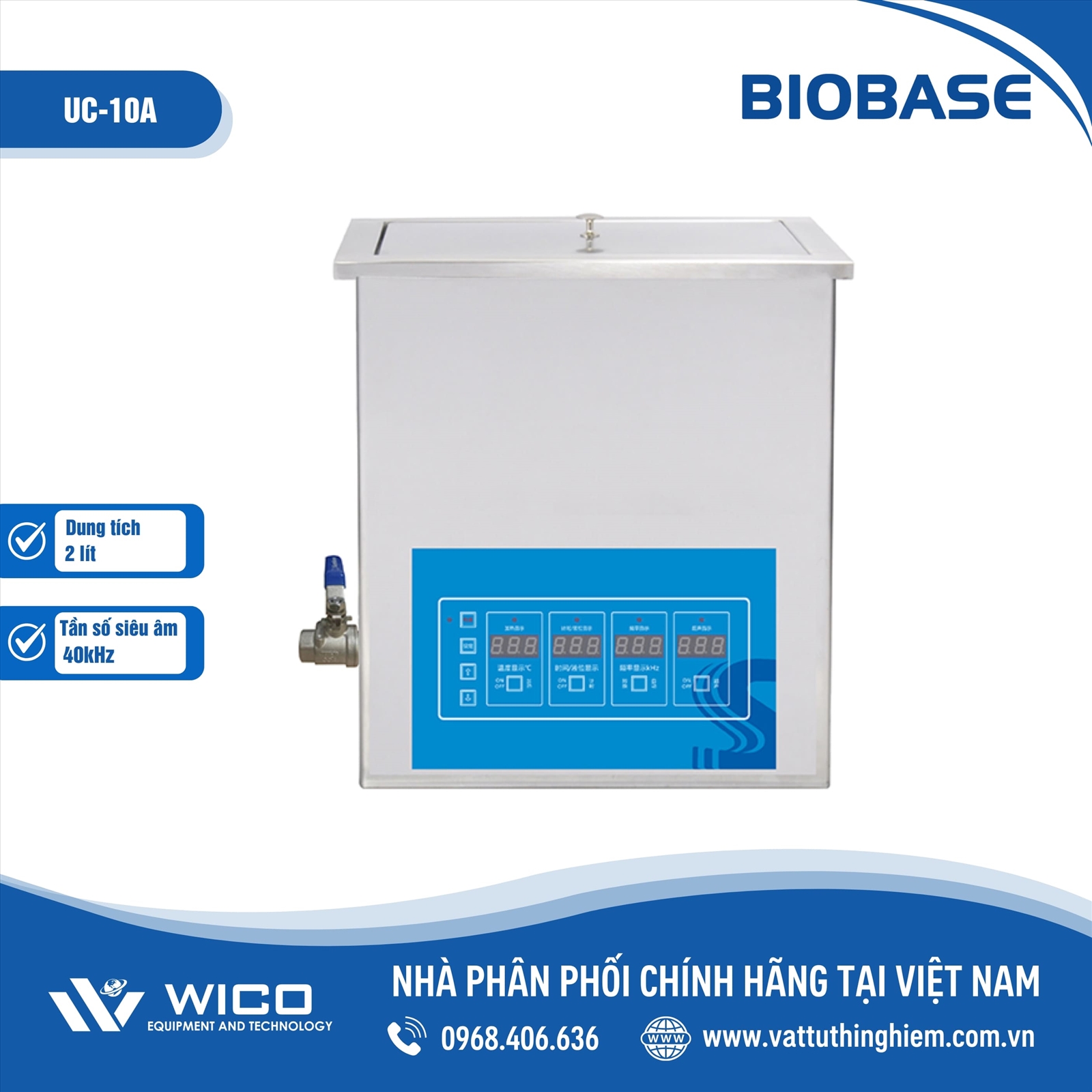 Bể rửa siêu âm Biobase 2 lít UC-10A | Trung Quốc