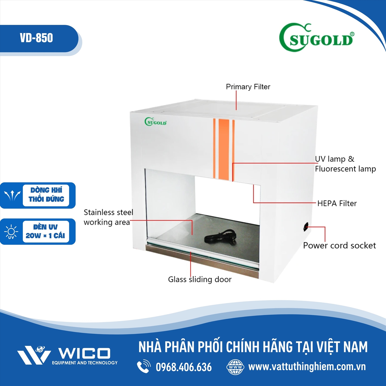 Tủ Cấy Vi Sinh Trung Quốc Sugold VD-850