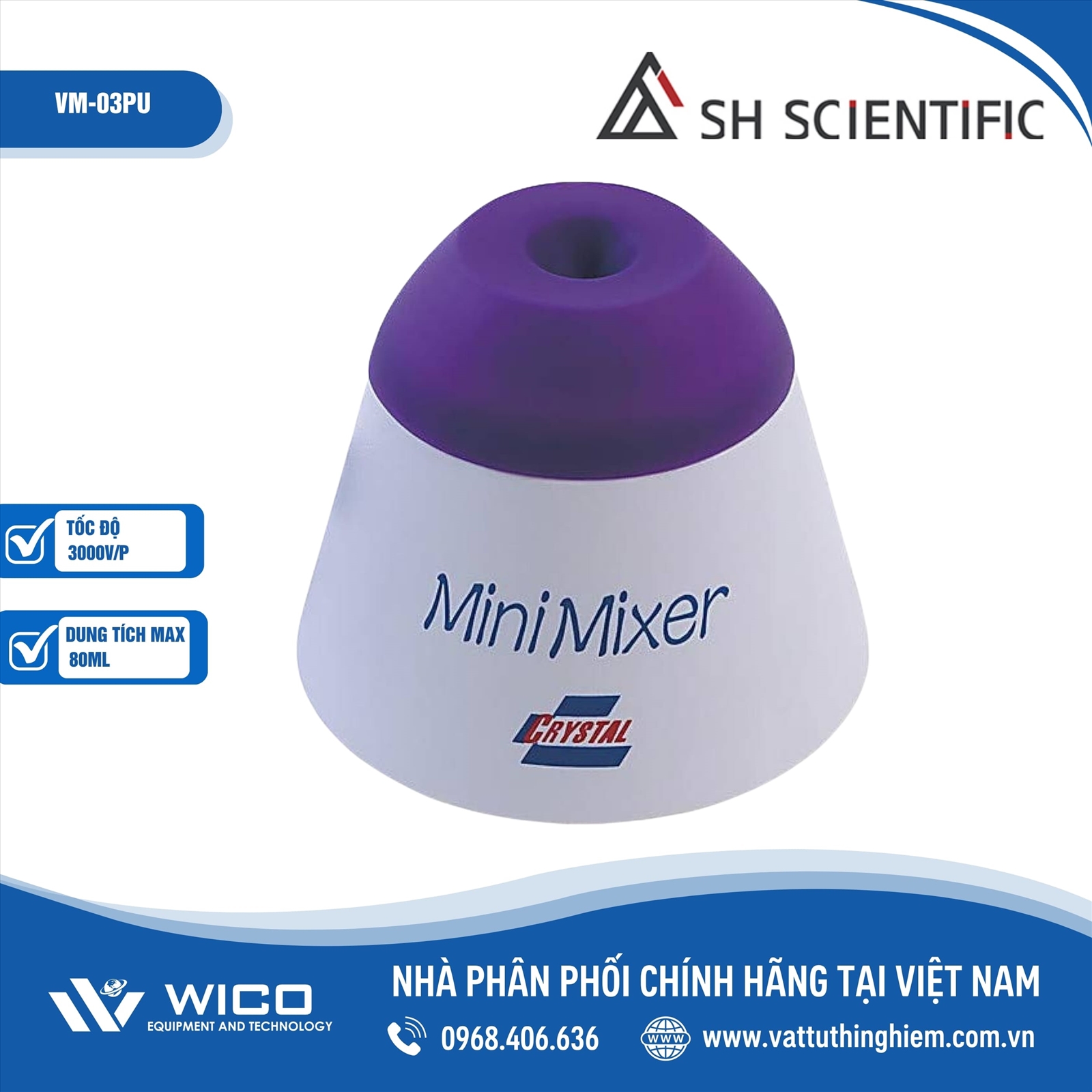 Máy lắc Vortex mini Purple Cap SH Scientific VM-03PU