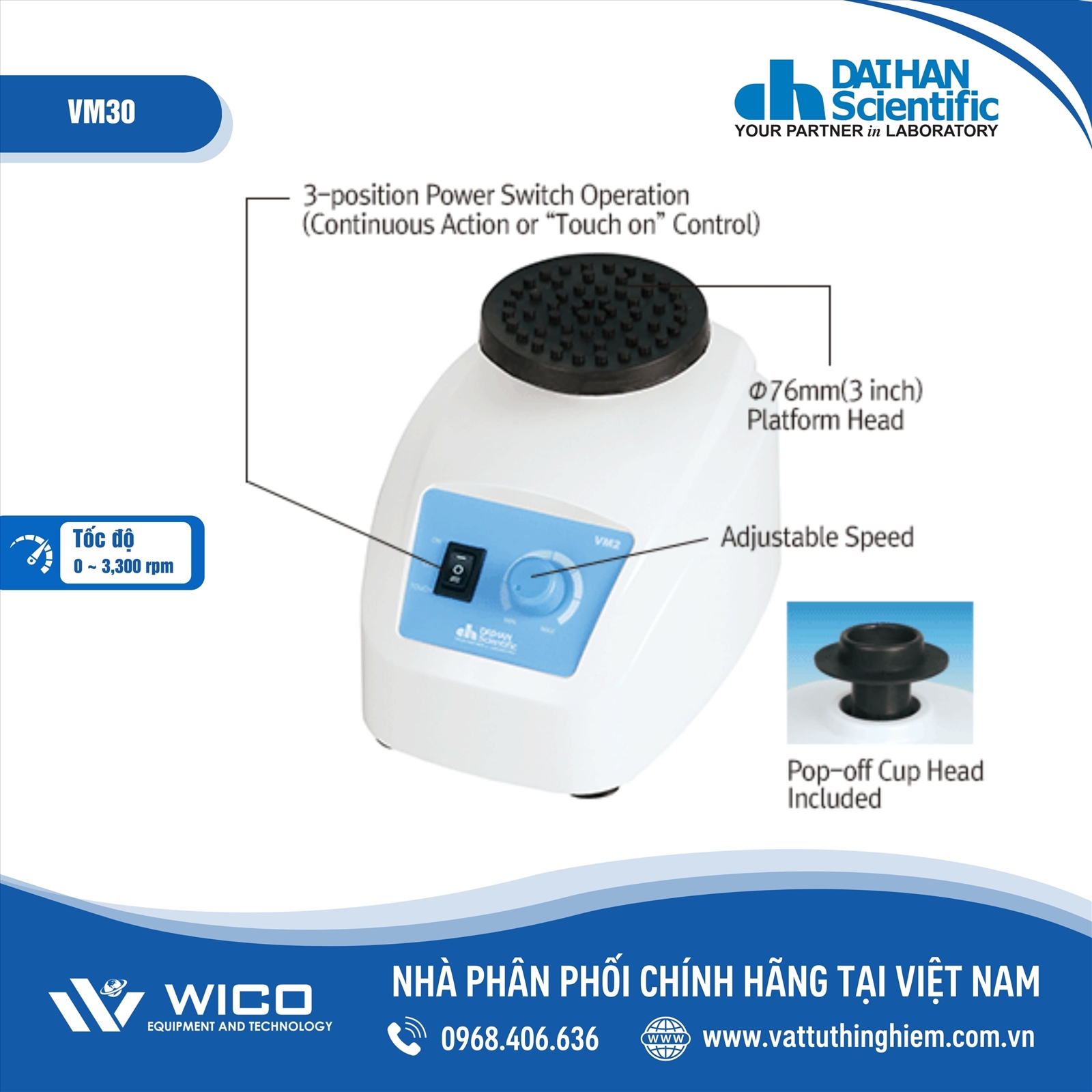 Máy lắc Vortex đa năng Daihan VM30