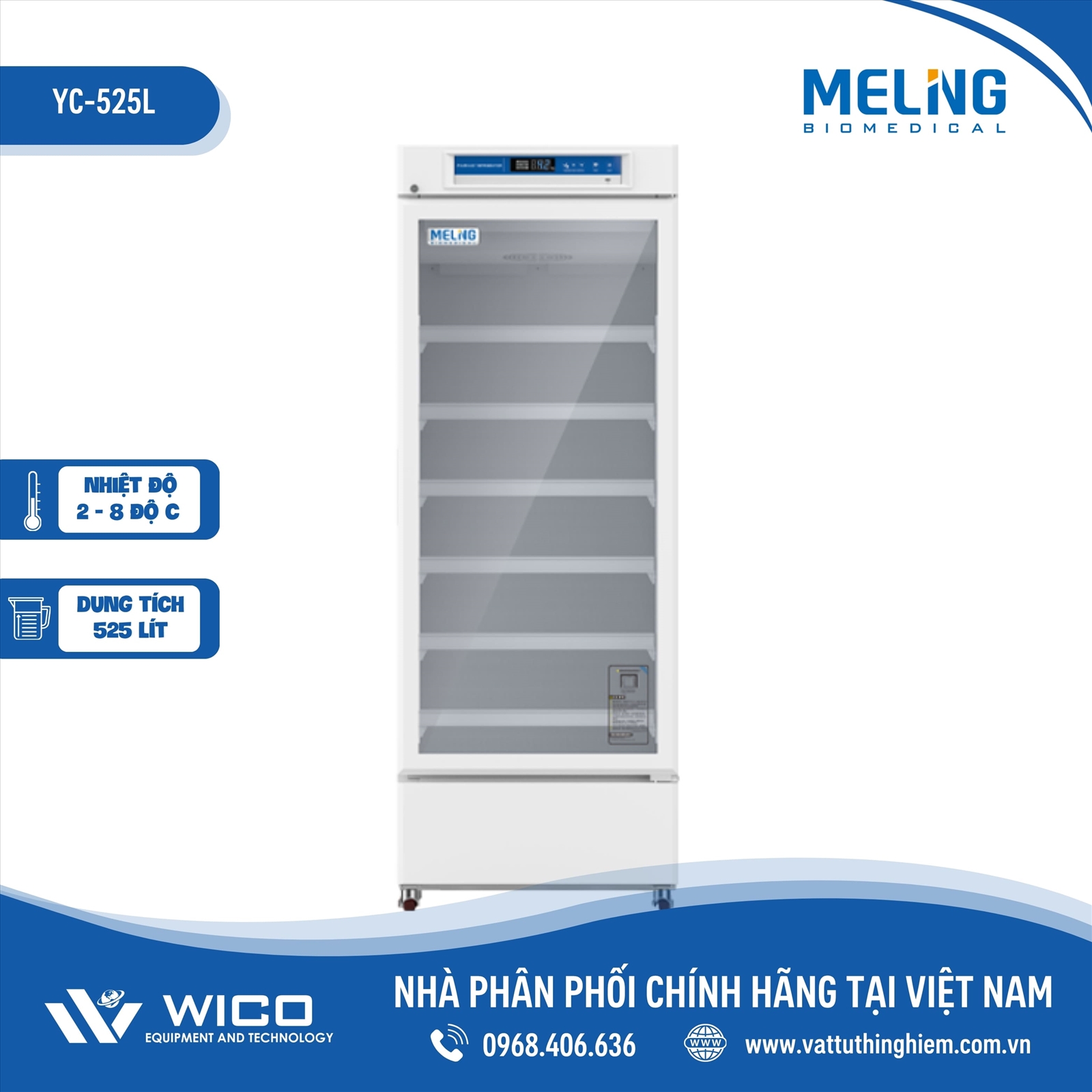 Tủ Bảo Quản Vacxin - Dược Phẩm 2-8 độ C Meiling YC-525L | 525 Lít