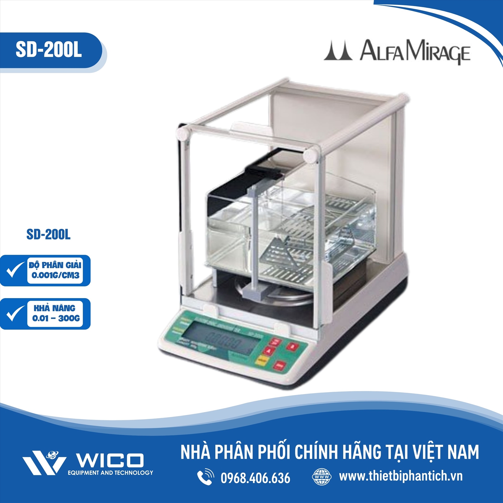 Cân tỷ trọng điện tử Alfa Mirage SD-200L
